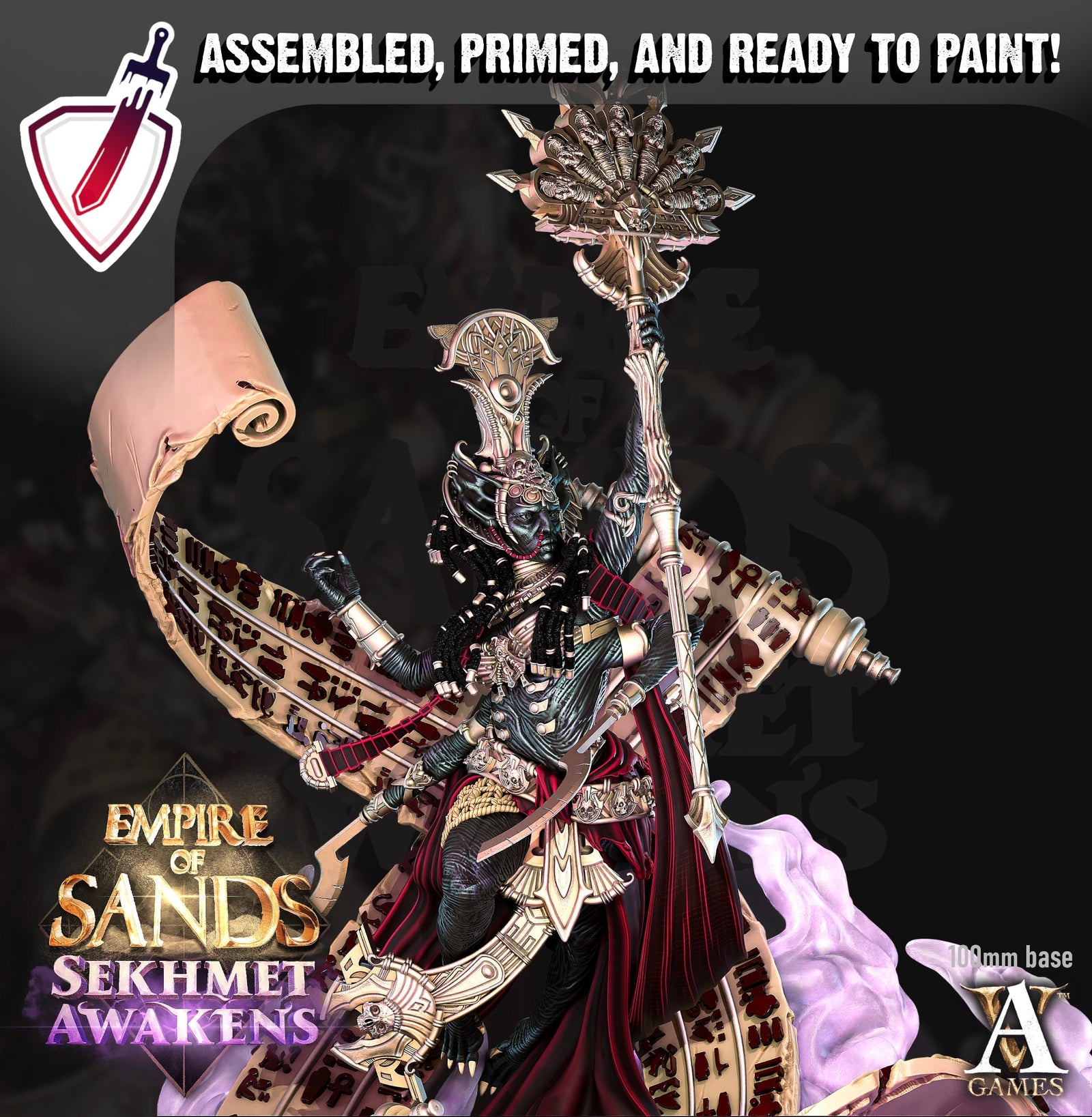 Sekhmet | Miniature by Archvillain Games | Resin mini for tabletop gaming, D&D, Pathfinder, and painting | Assembled and Primed - Brush and Battle