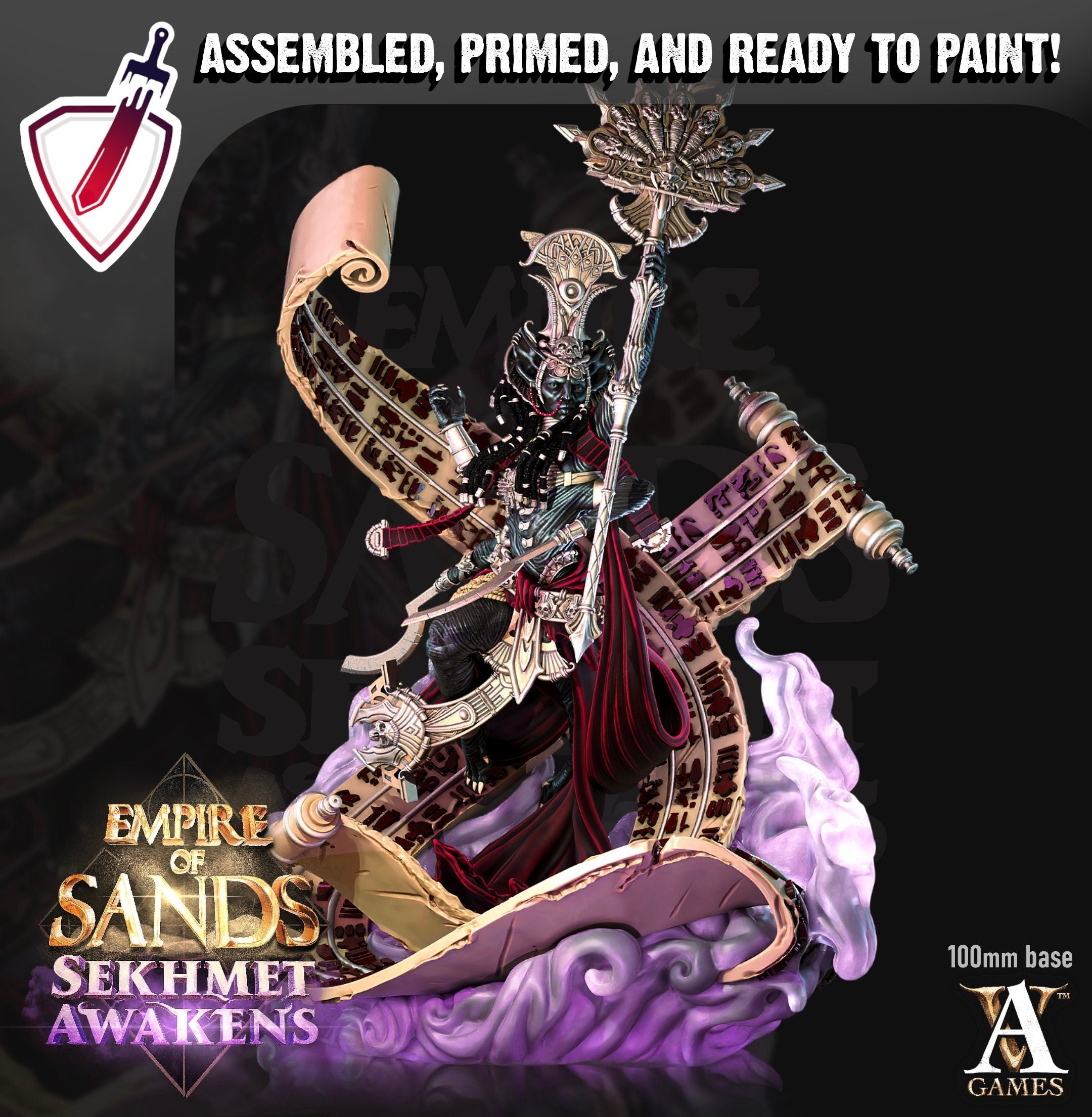 Sekhmet | Miniature by Archvillain Games | Resin mini for tabletop gaming, D&D, Pathfinder, and painting | Assembled and Primed - Brush and Battle