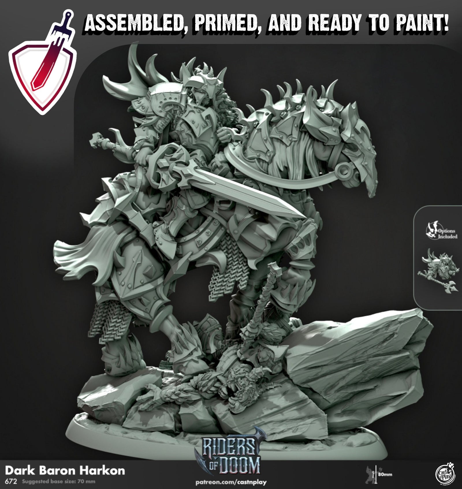 Dark Baron Harkon | Miniature by Cast n Play | Mini for tabletop gaming, D&D, Pathfinder, and painting | Assembled and Primed - Brush and Battle