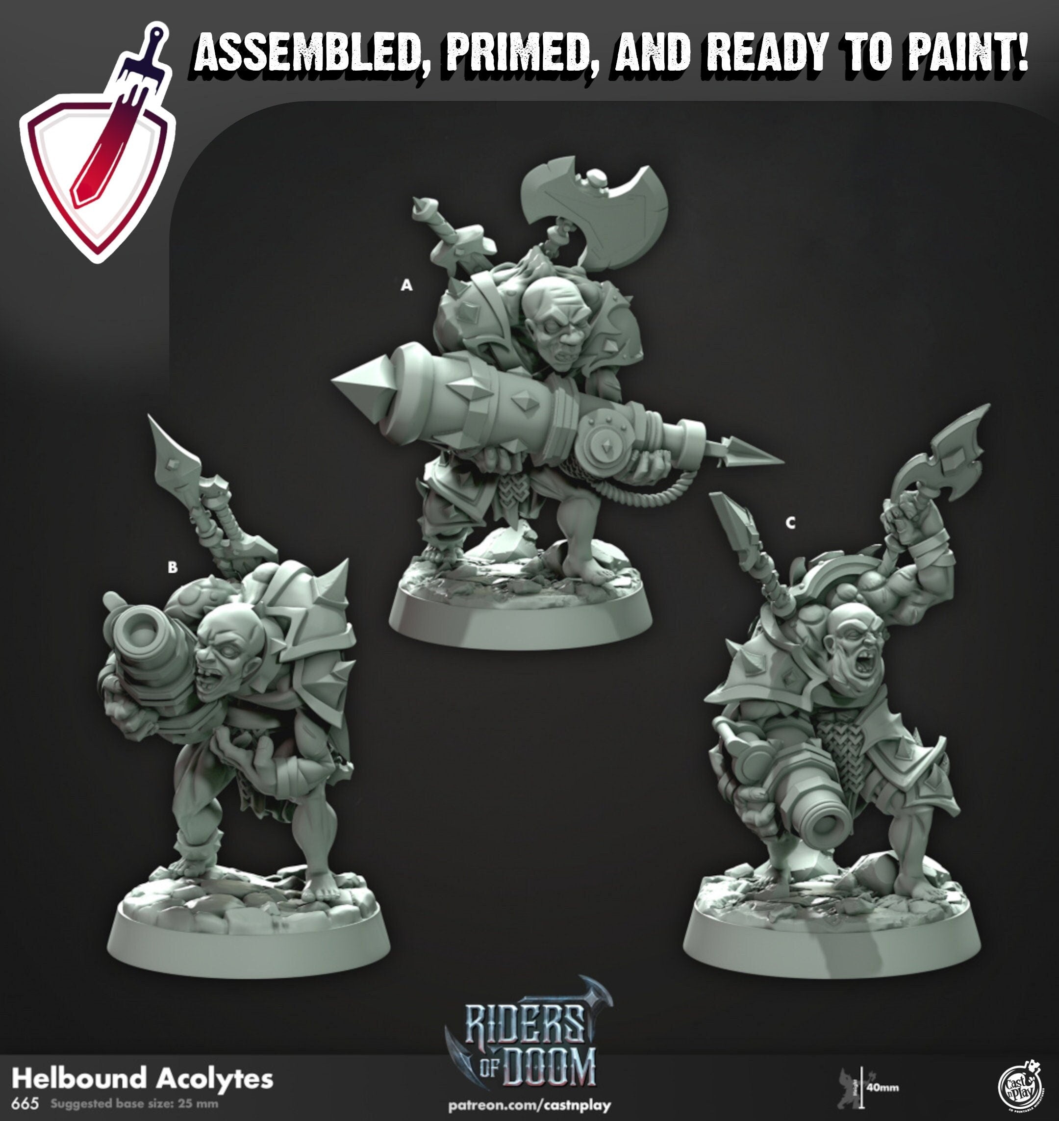 Hellbound Acolytes | Miniatures by Cast n Play | Mini for tabletop gaming, D&D, Pathfinder, and painting | Assembled and Primed - Brush and Battle