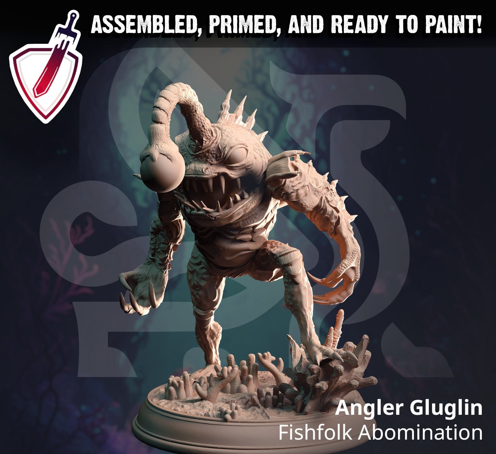Angler Gluglin | Miniature by DM Stash | Great for Tabletop Gaming, D&D, Pathfinder, and Painting | Assembled and Primed - Brush and Battle