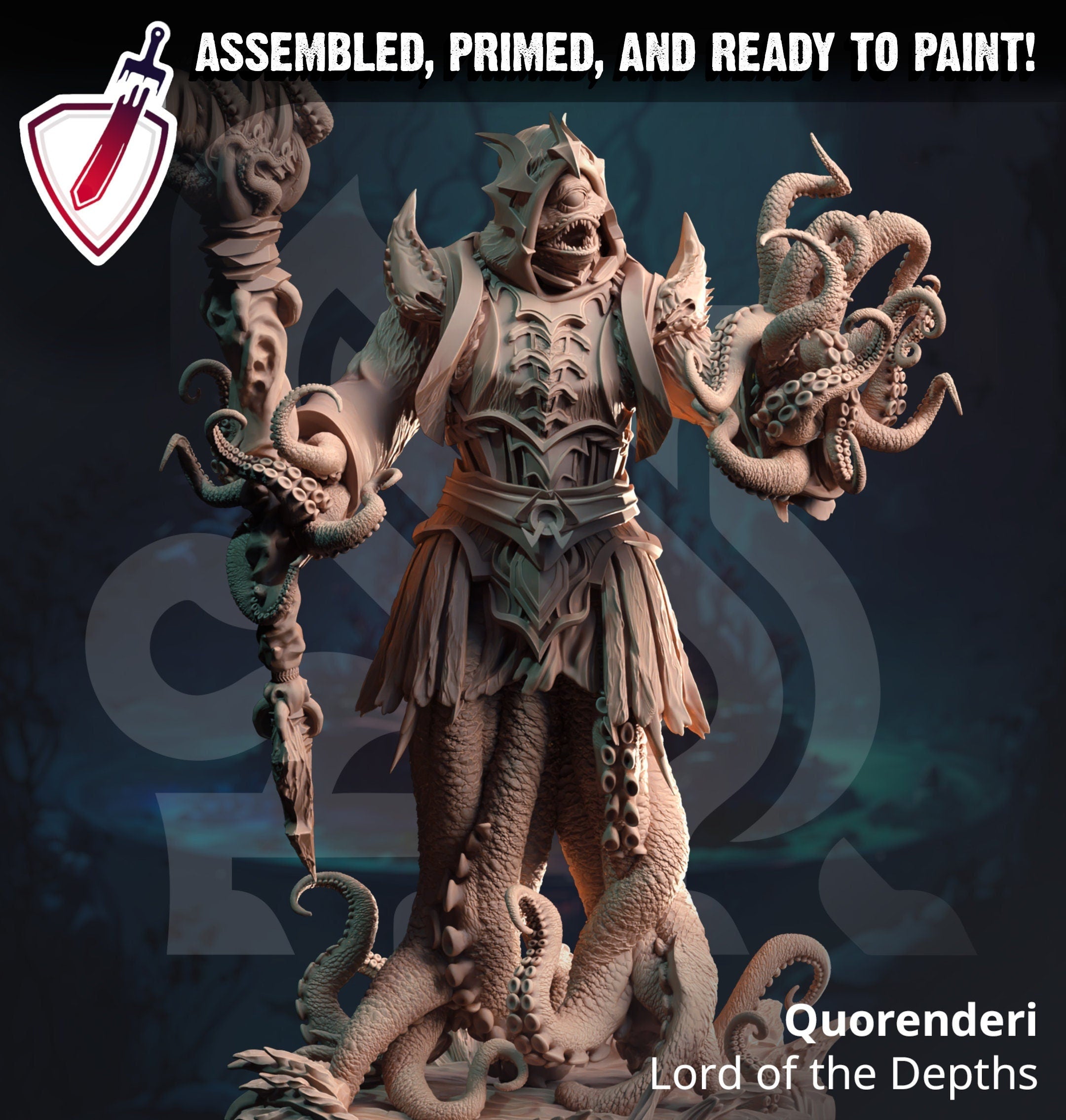 Quorenderi – Lord of the Depths | Miniature by DM Stash | Great for Tabletop Gaming, D&D, Pathfinder, and Painting | Assembled and Primed - Brush and Battle