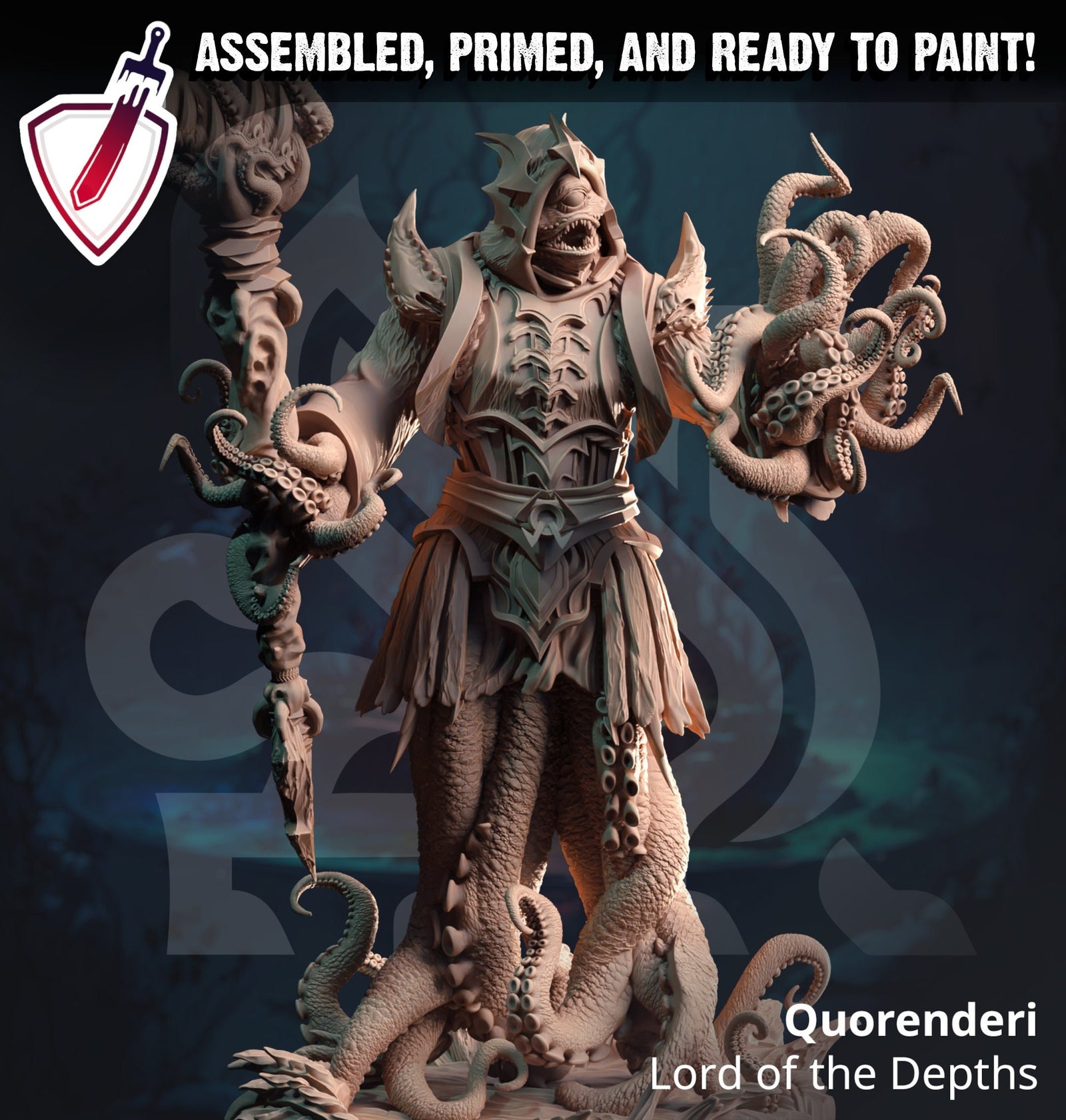 Quorenderi – Lord of the Depths | Miniature by DM Stash | Great for Tabletop Gaming, D&D, Pathfinder, and Painting | Assembled and Primed - Brush and Battle
