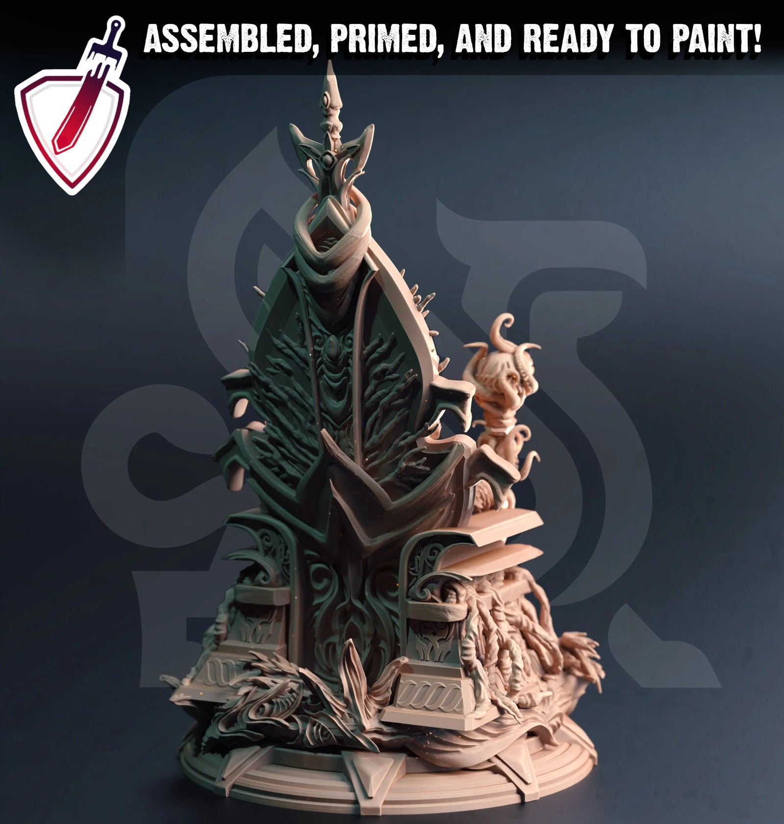 Quorenderi Lord of the Depths w/throne | Mini by DM Stash | Great for Tabletop Gaming, D&D, Pathfinder, and Painting | Assembled and Primed - Brush and Battle
