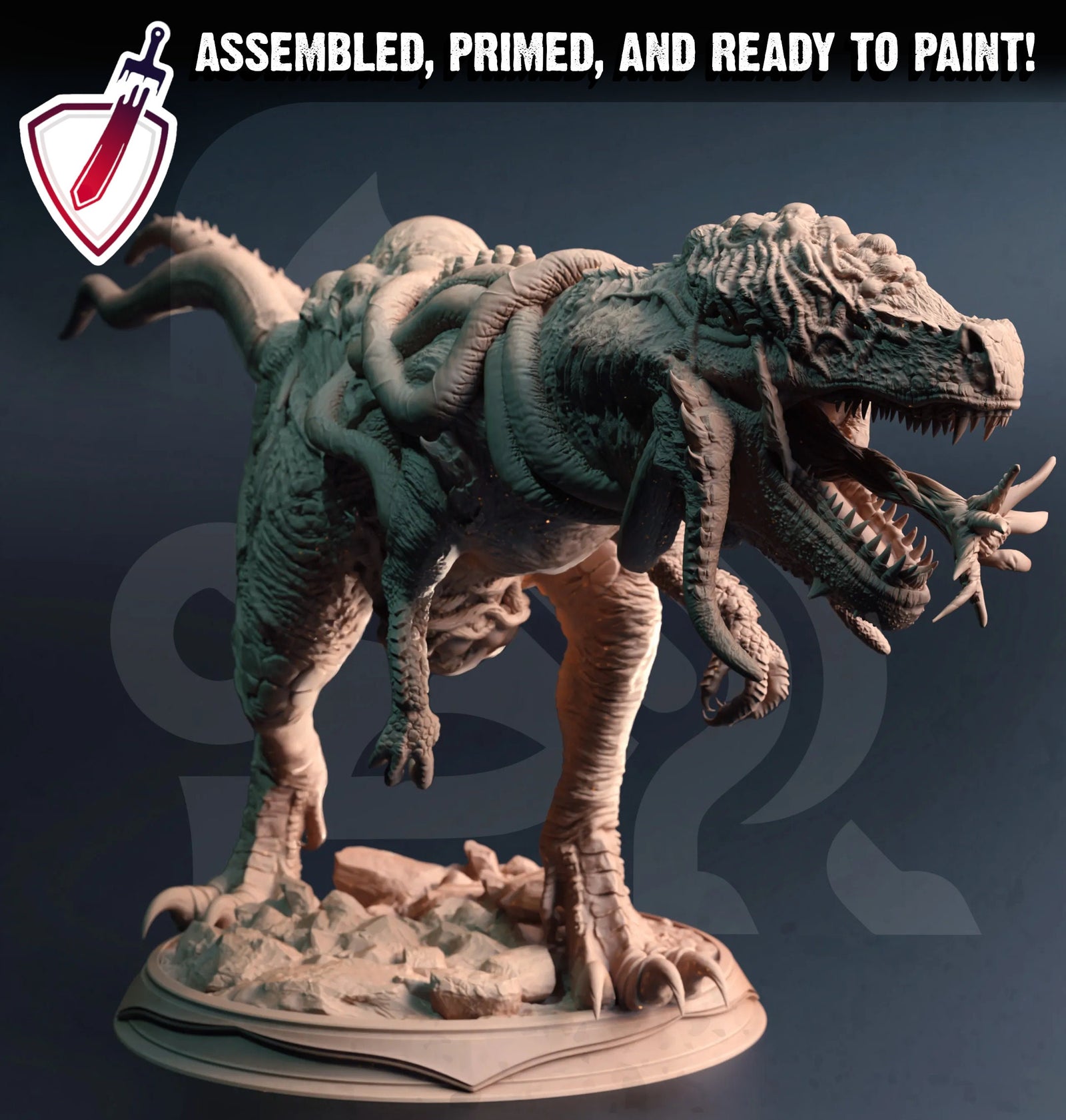 Eldrasorous Rex Drowned Ancient Reptile | Mini by DM Stash | Great for Tabletop Gaming, D&D, Pathfinder, and Painting | Assembled and Primed - Brush and Battle