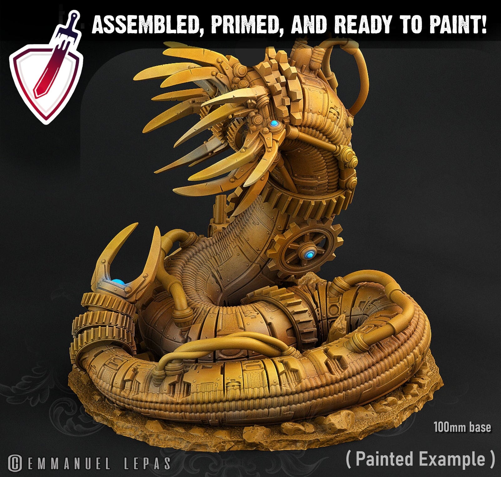 Mechanical Worm | Miniature by Print Your Monsters | Mini for tabletop gaming, D&D, Pathfinder, and painting | Assembled and Primed - Brush and Battle