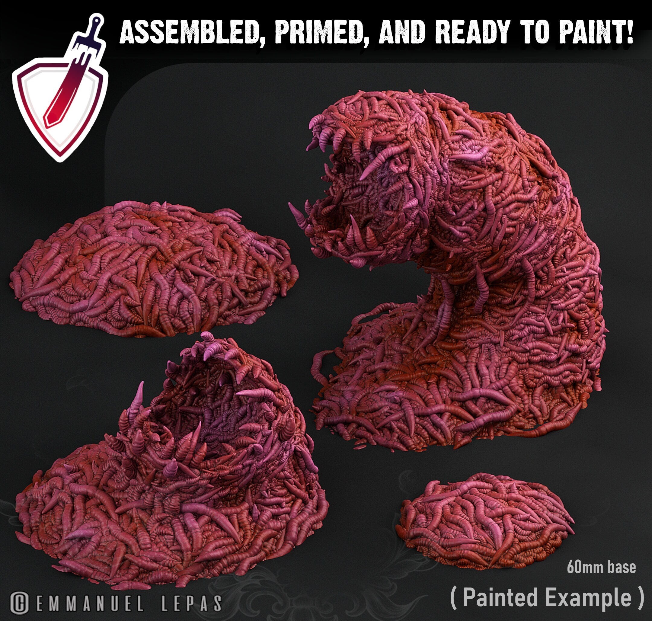 Worm Swarm | Miniature by Print Your Monsters | Mini for tabletop gaming, D&D, Pathfinder, and painting | Assembled and Primed - Brush and Battle