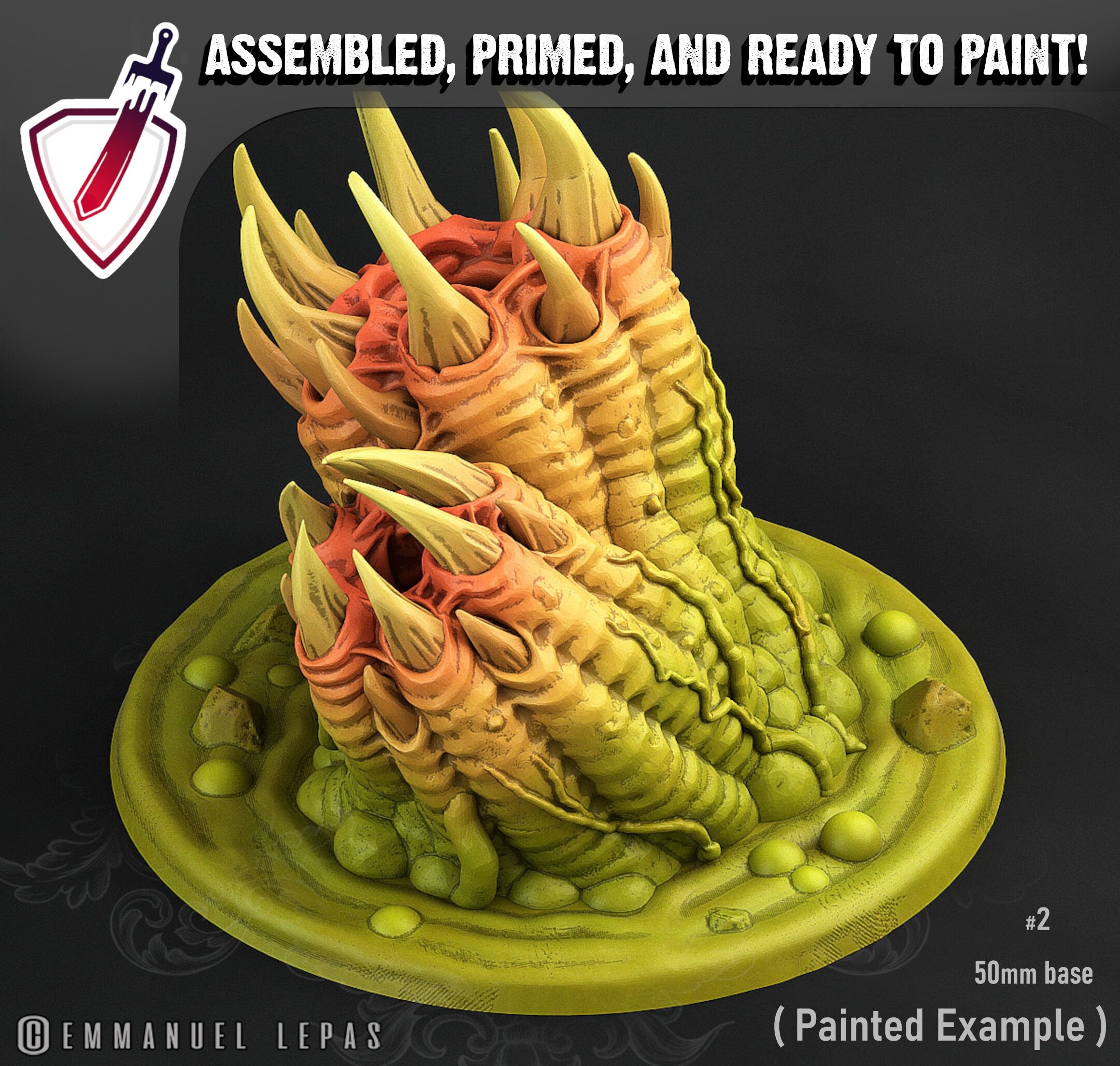 Swamp Worm | Miniatures by Print Your Monsters | Mini for tabletop gaming, D&D, Pathfinder, and painting | Assembled and Primed - Brush and Battle