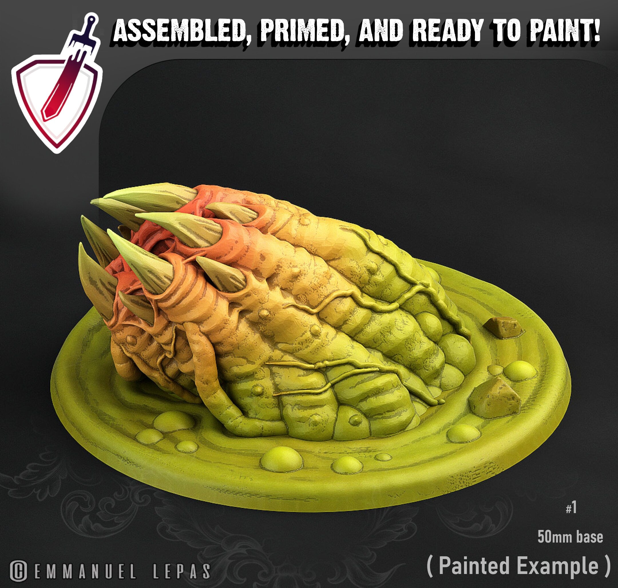 Swamp Worm | Miniatures by Print Your Monsters | Mini for tabletop gaming, D&D, Pathfinder, and painting | Assembled and Primed - Brush and Battle