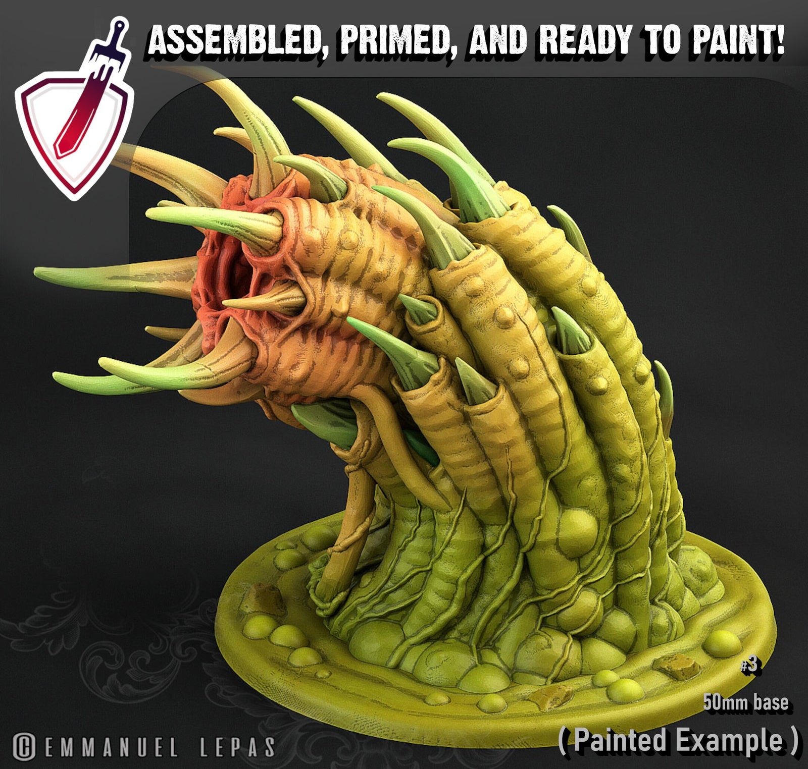 Swamp Worm | Miniatures by Print Your Monsters | Mini for tabletop gaming, D&D, Pathfinder, and painting | Assembled and Primed - Brush and Battle