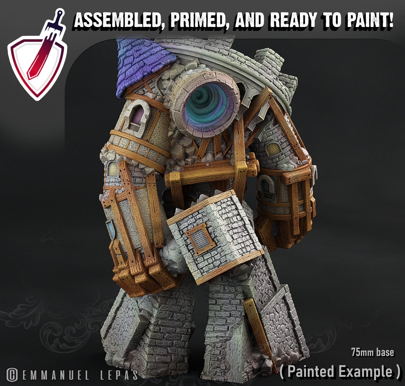 Medieval Construct Golem | Miniature by Print Your Monsters | Mini for tabletop gaming, D&D, Pathfinder, and painting | Assembled and Primed - Brush and Battle