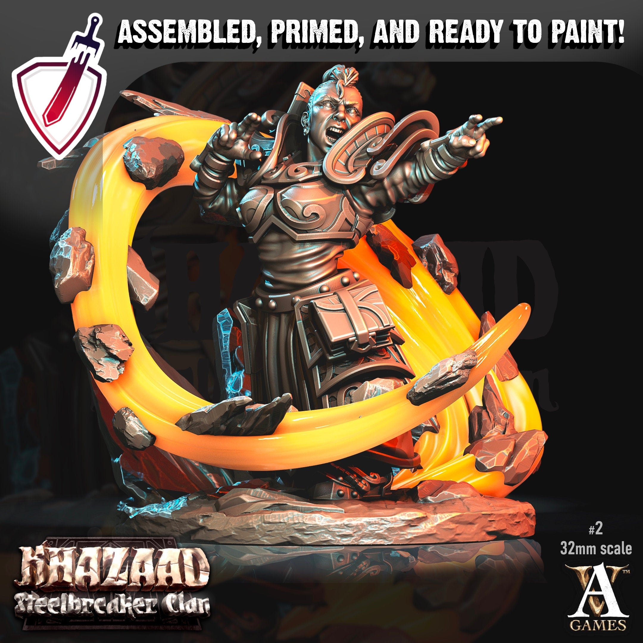 Geomancers | Miniatures by Archvillain Games | Resin mini for tabletop gaming, D&D, Pathfinder, and painting | Assembled and Primed - Brush and Battle