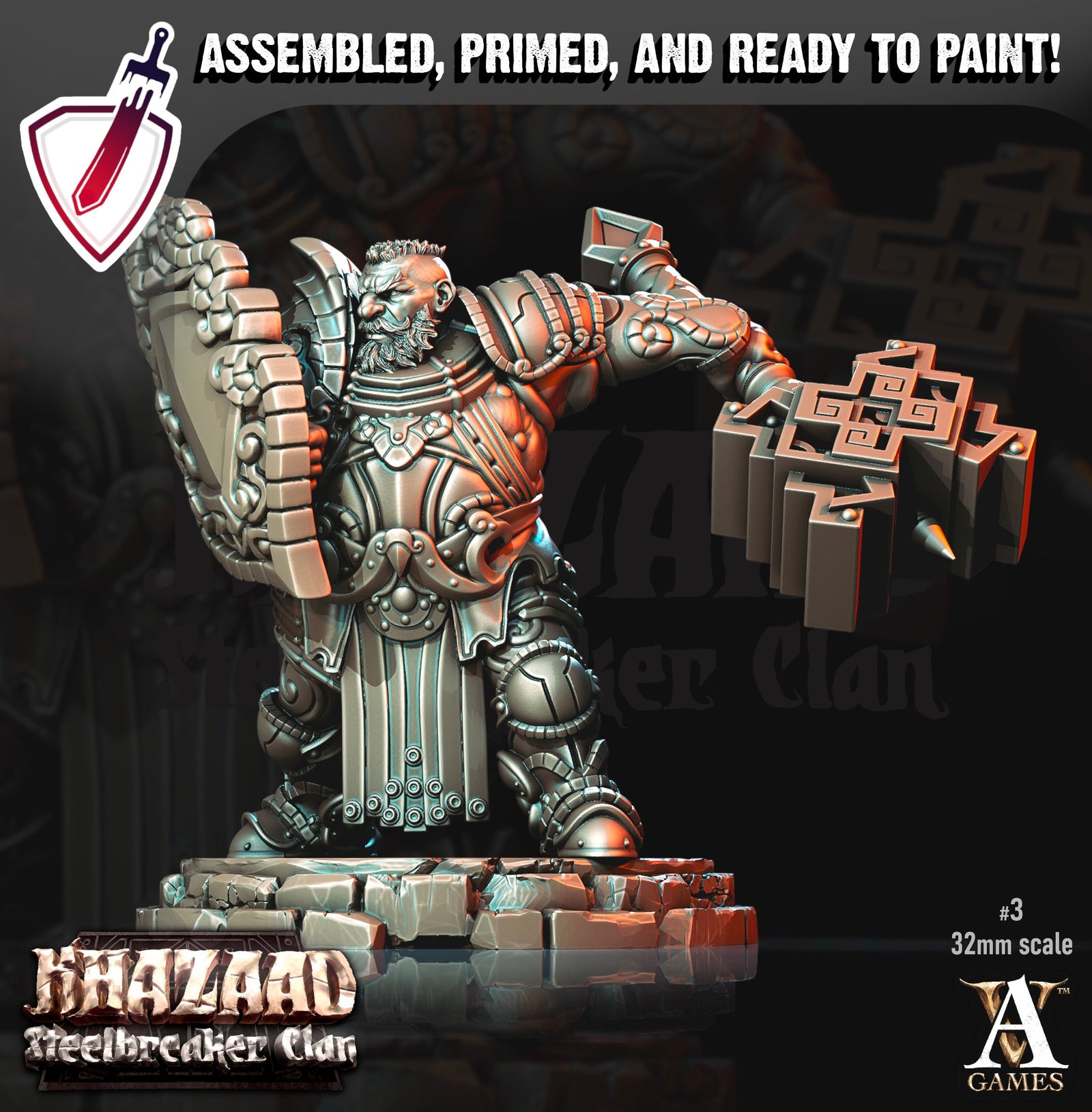 Steelbreaker Warriors | Miniatures by Archvillain Games | Mini for tabletop gaming, D&D, Pathfinder, and painting | Assembled and Primed - Brush and Battle
