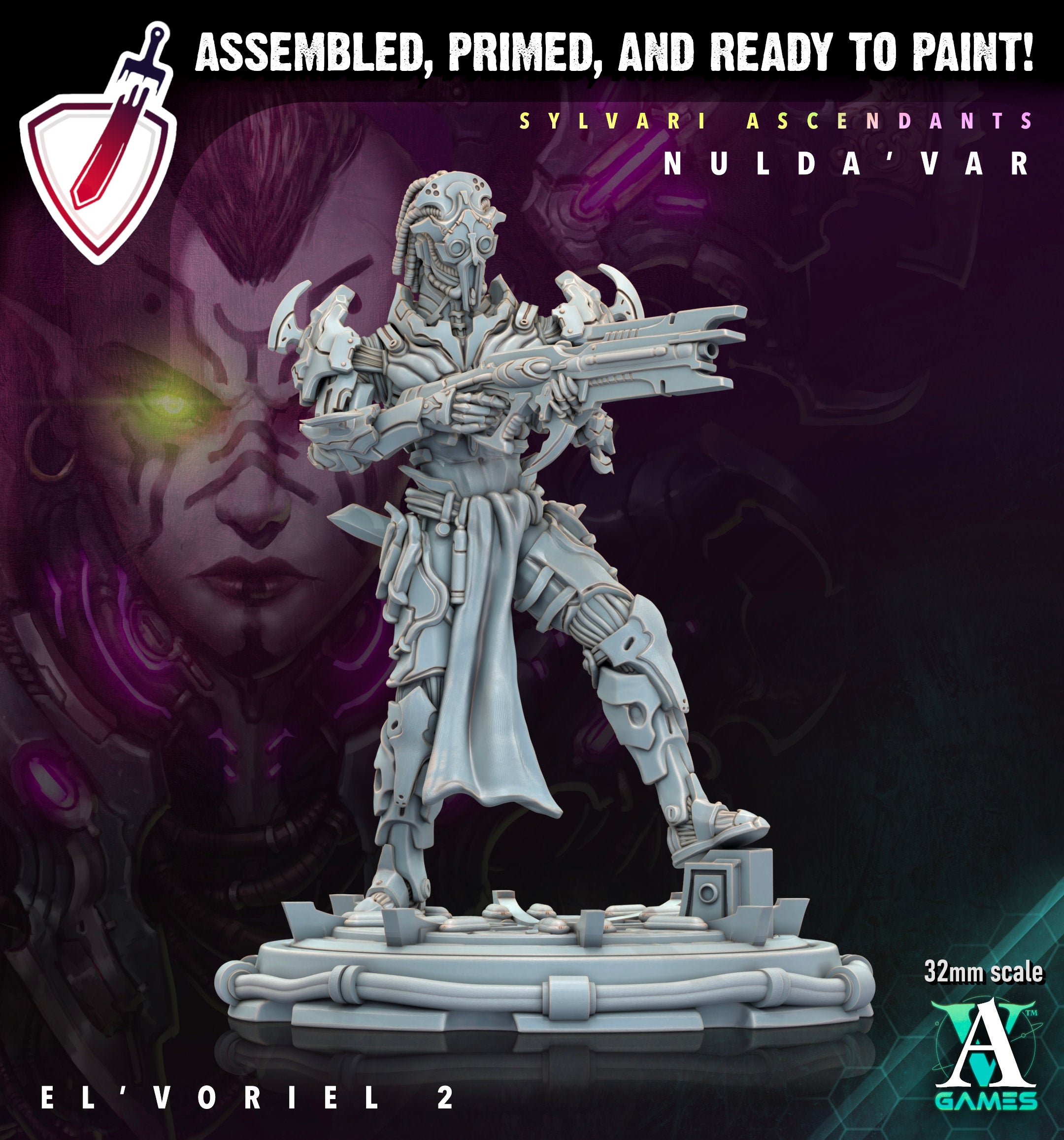 El Voriel | Miniatures by Archvillain Games | Resin Mini for Tabletop Gaming, D&D, Wargaming, Painting | Assembled and Primed - Brush and Battle