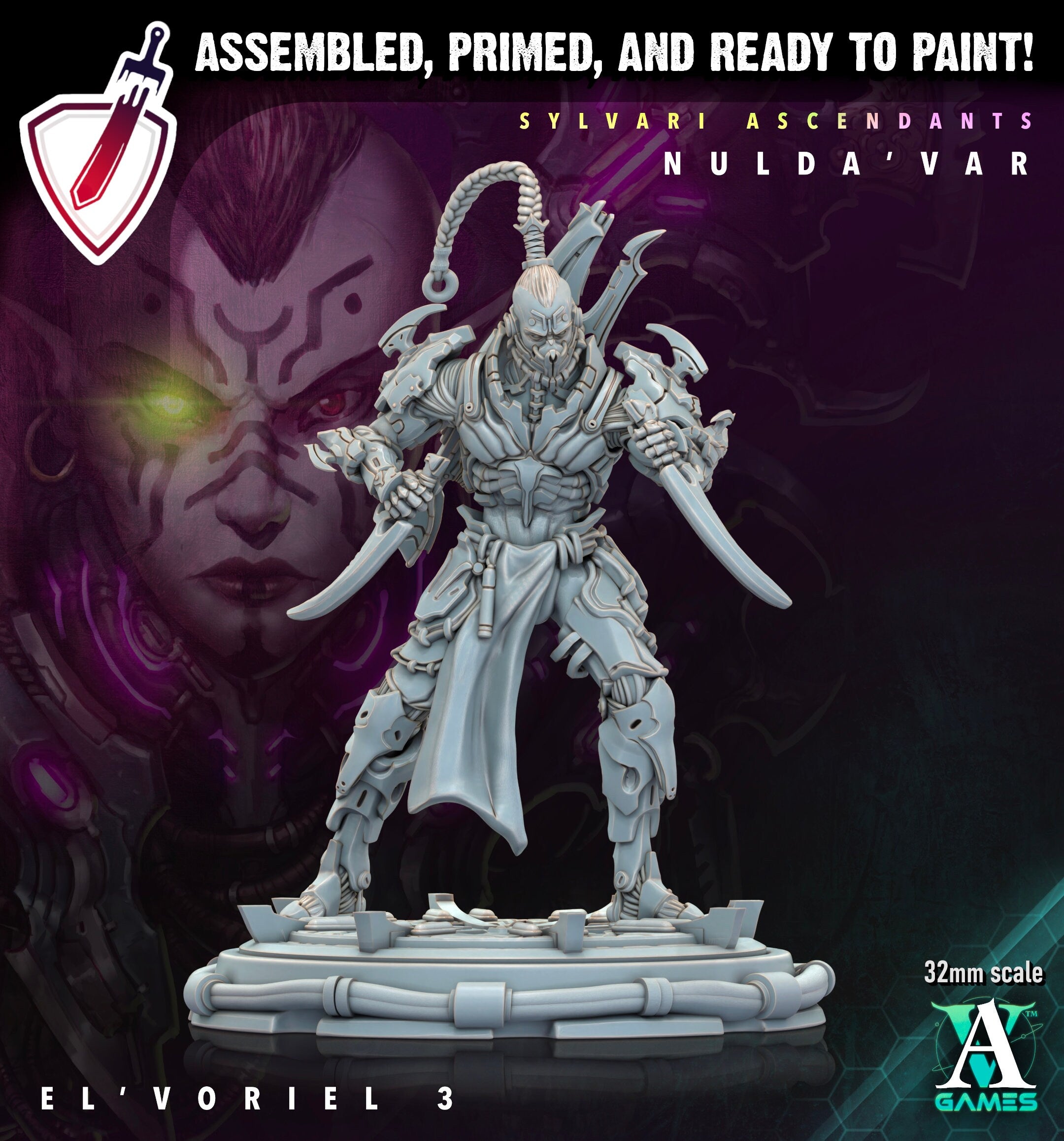 El Voriel | Miniatures by Archvillain Games | Resin Mini for Tabletop Gaming, D&D, Wargaming, Painting | Assembled and Primed - Brush and Battle