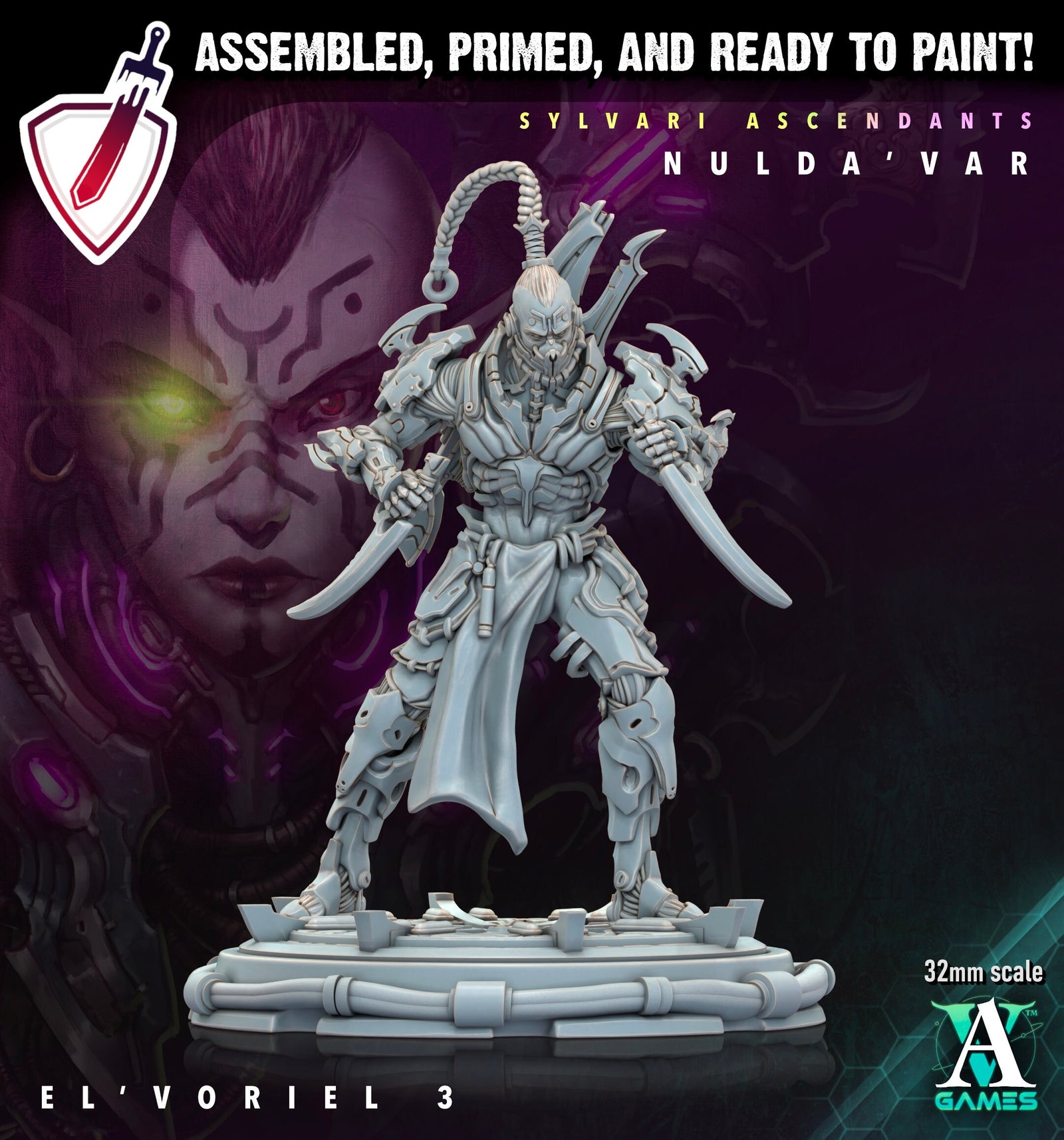 El Voriel | Miniatures by Archvillain Games | Resin Mini for Tabletop Gaming, D&D, Wargaming, Painting | Assembled and Primed - Brush and Battle