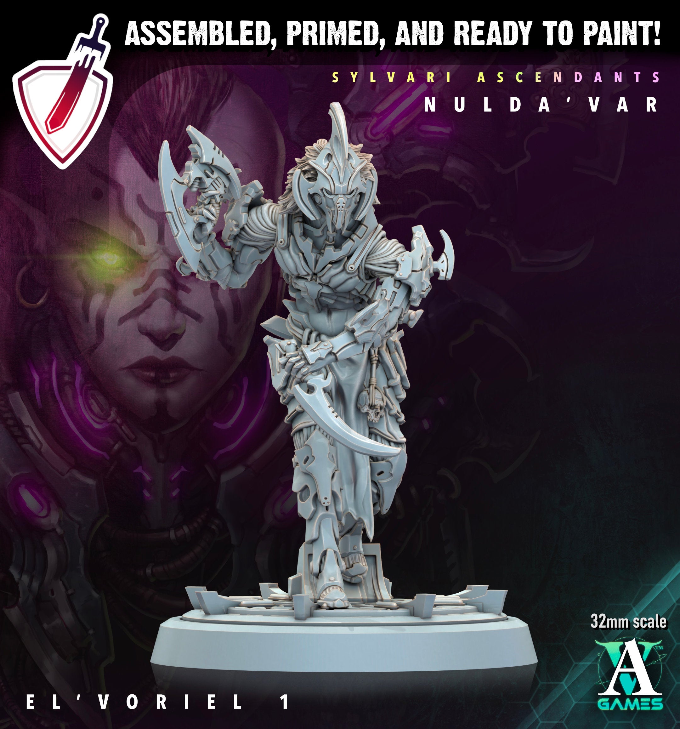 El Voriel | Miniatures by Archvillain Games | Resin Mini for Tabletop Gaming, D&D, Wargaming, Painting | Assembled and Primed - Brush and Battle