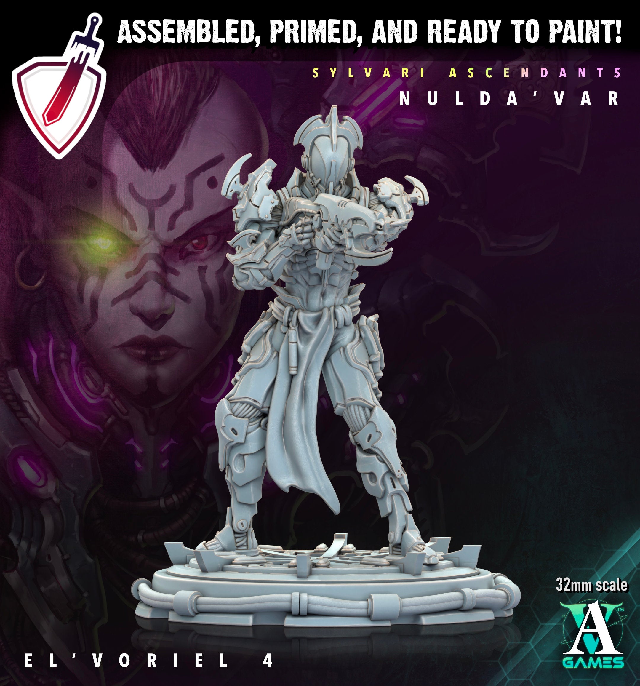 El Voriel | Miniatures by Archvillain Games | Resin Mini for Tabletop Gaming, D&D, Wargaming, Painting | Assembled and Primed - Brush and Battle