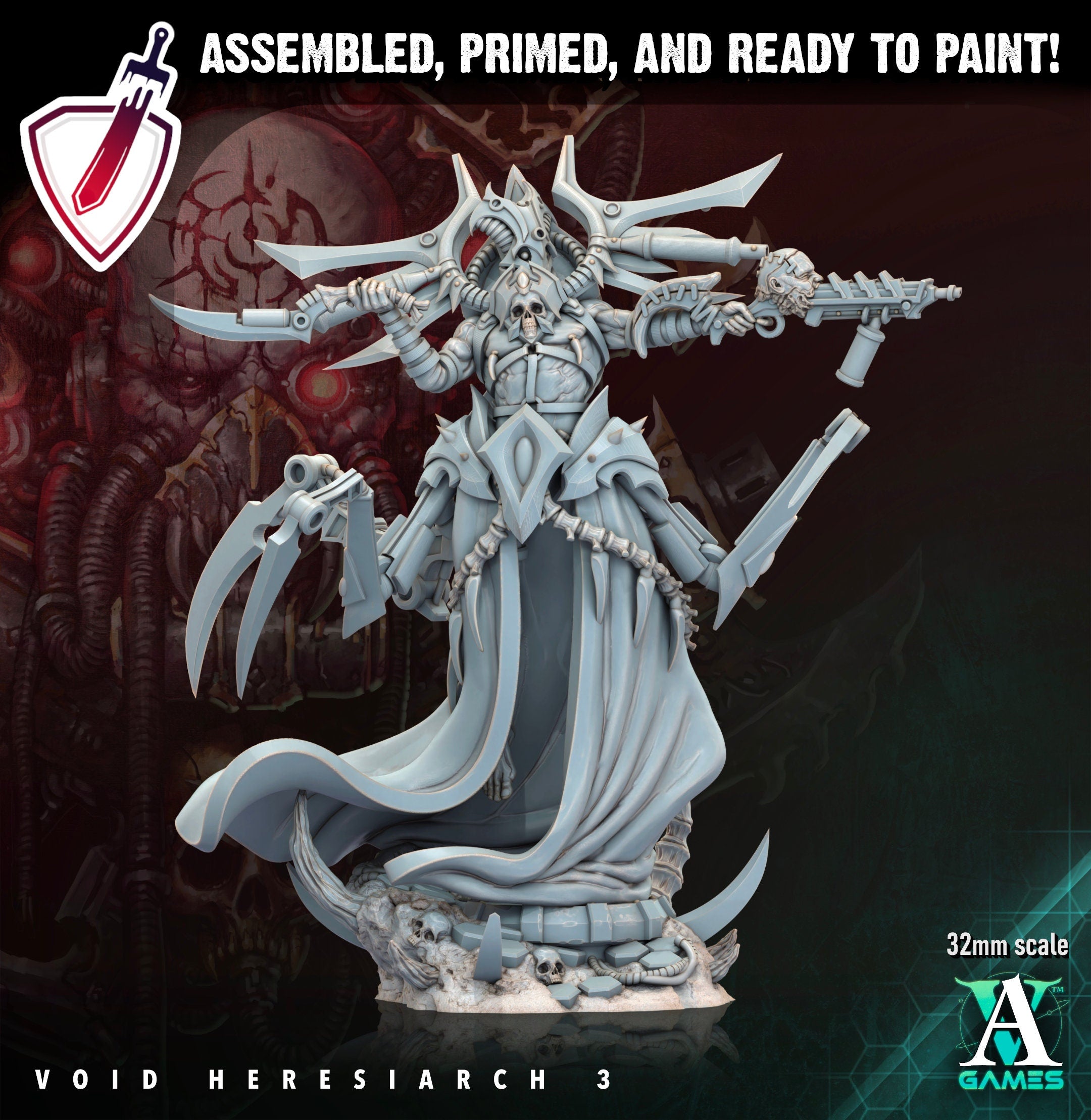 Void Heresiarch | Miniatures by Archvillain Games | Resin Mini for Tabletop Gaming, D&D, Wargaming, Painting | Assembled and Primed - Brush and Battle