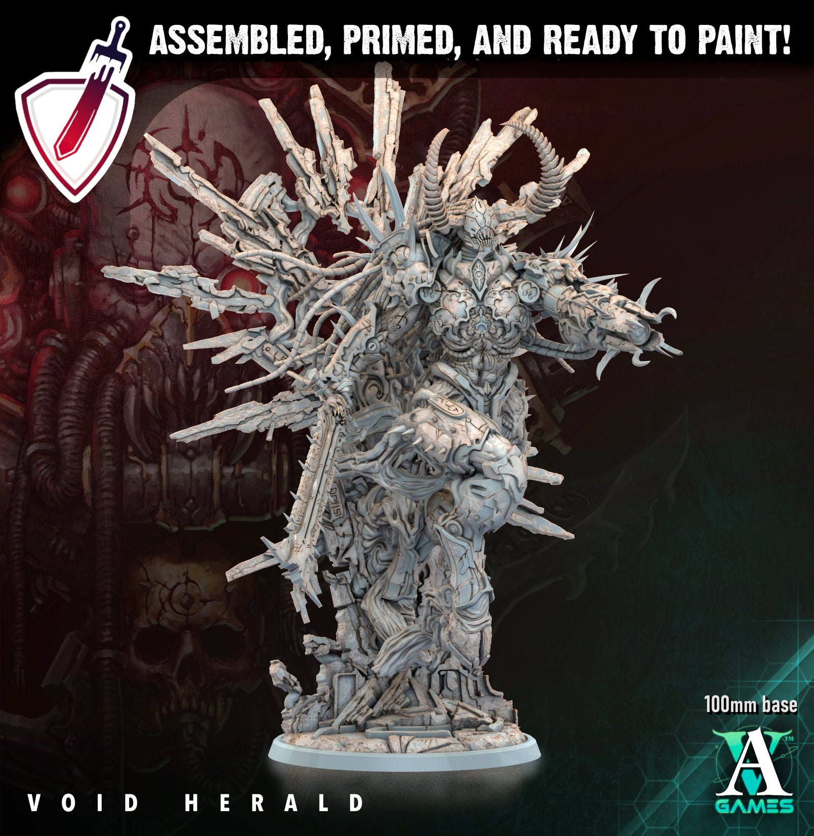 The Void Herald | (Massive) Miniature by Archvillain Games | Resin Mini for Tabletop Gaming, D&D, Wargaming, Painting | Assembled and Primed - Brush and Battle