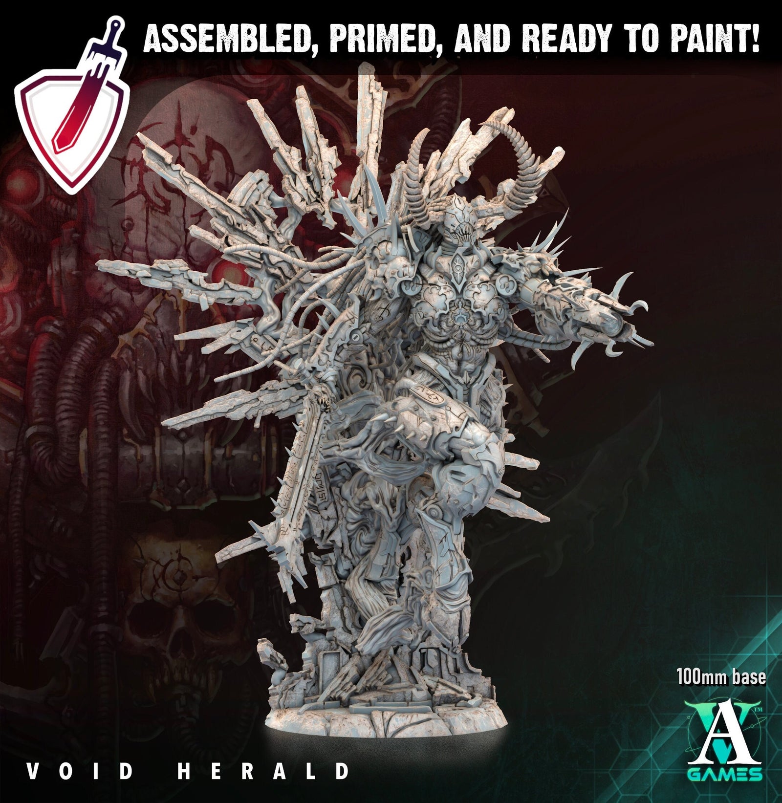 The Void Herald | (Massive) Miniature by Archvillain Games | Resin Mini for Tabletop Gaming, D&D, Wargaming, Painting | Assembled and Primed - Brush and Battle