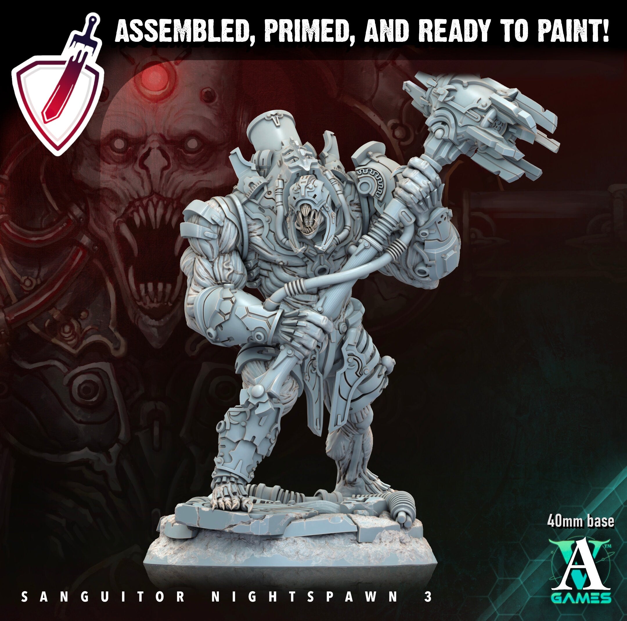 Sanguitor Nightspawn | Miniatures by Archvillain Games | Resin Mini for Tabletop Gaming, D&D, Wargaming, Painting | Assembled and Primed - Brush and Battle