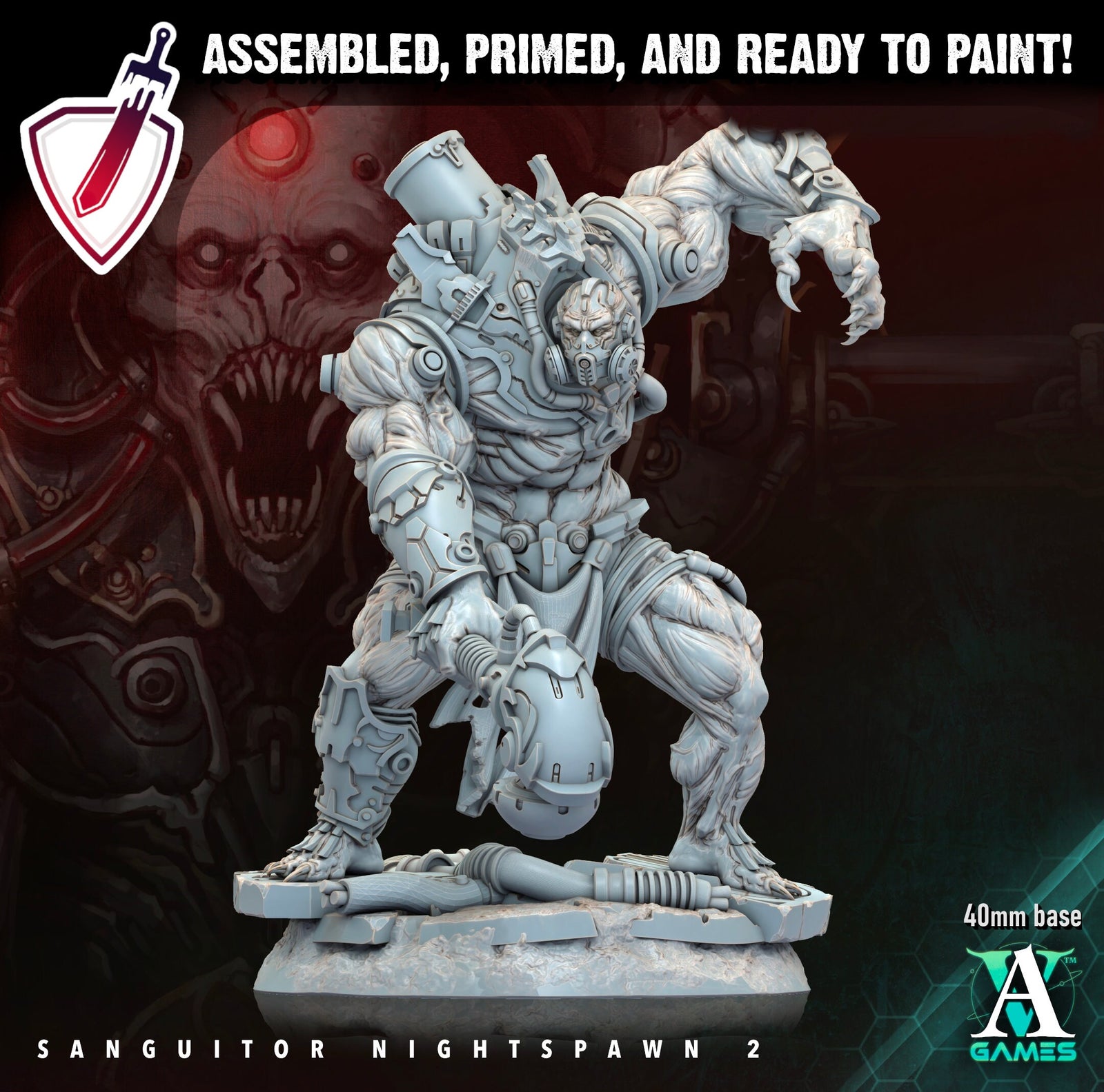 Sanguitor Nightspawn | Miniatures by Archvillain Games | Resin Mini for Tabletop Gaming, D&D, Wargaming, Painting | Assembled and Primed - Brush and Battle