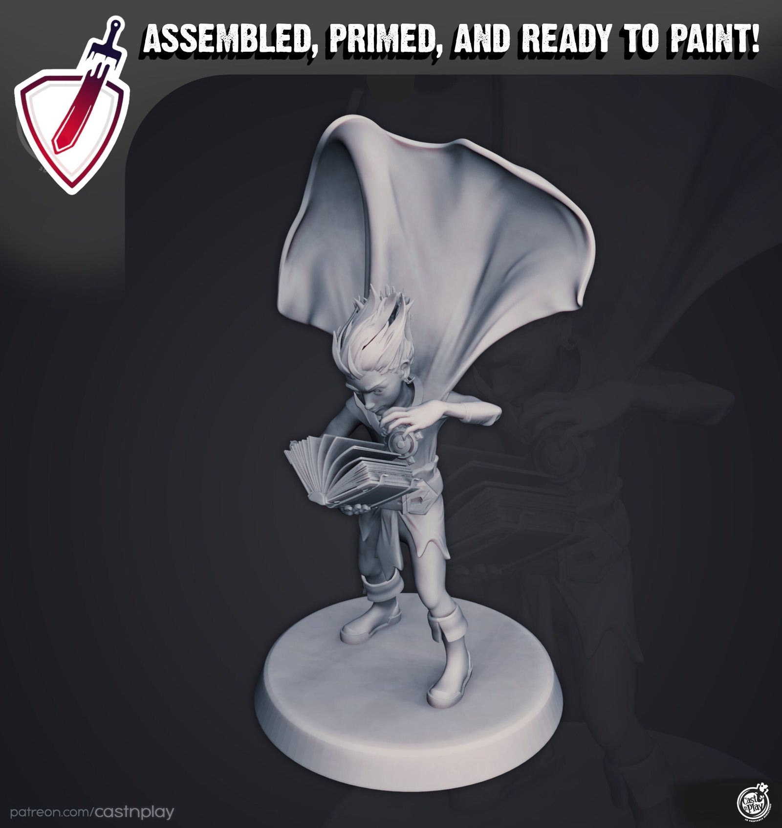 Kid Wizard | Miniature by Cast n Play | Mini for tabletop gaming, D&D, Pathfinder, and painting | Assembled and Primed - Brush and Battle