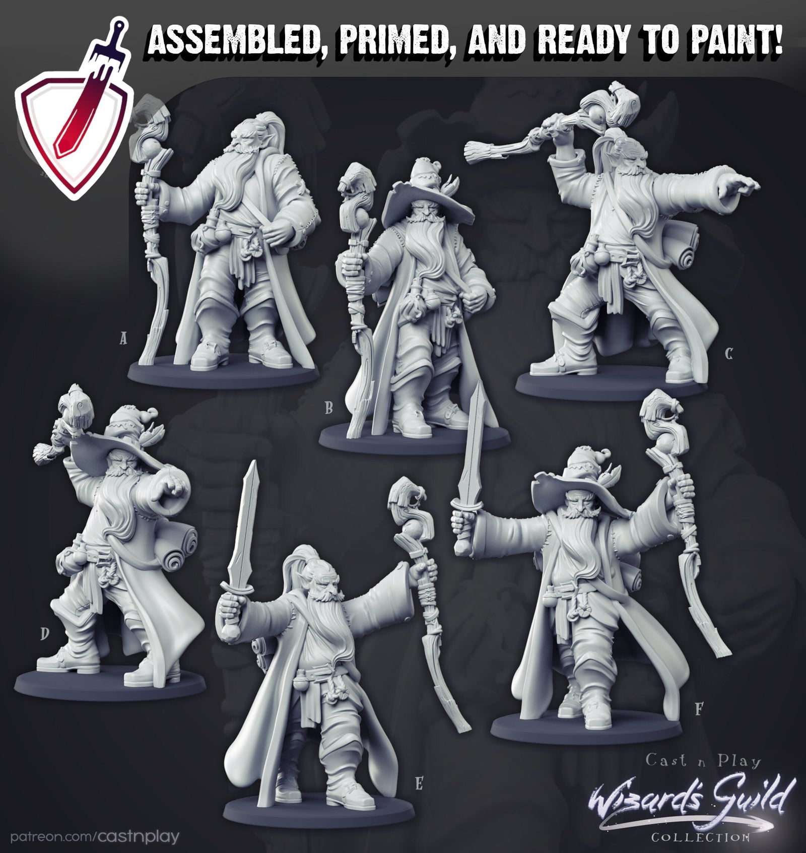 Hero Wizard | Miniatures by Cast n Play | Mini for tabletop gaming, D&D, Pathfinder, and painting | Assembled and Primed - Brush and Battle