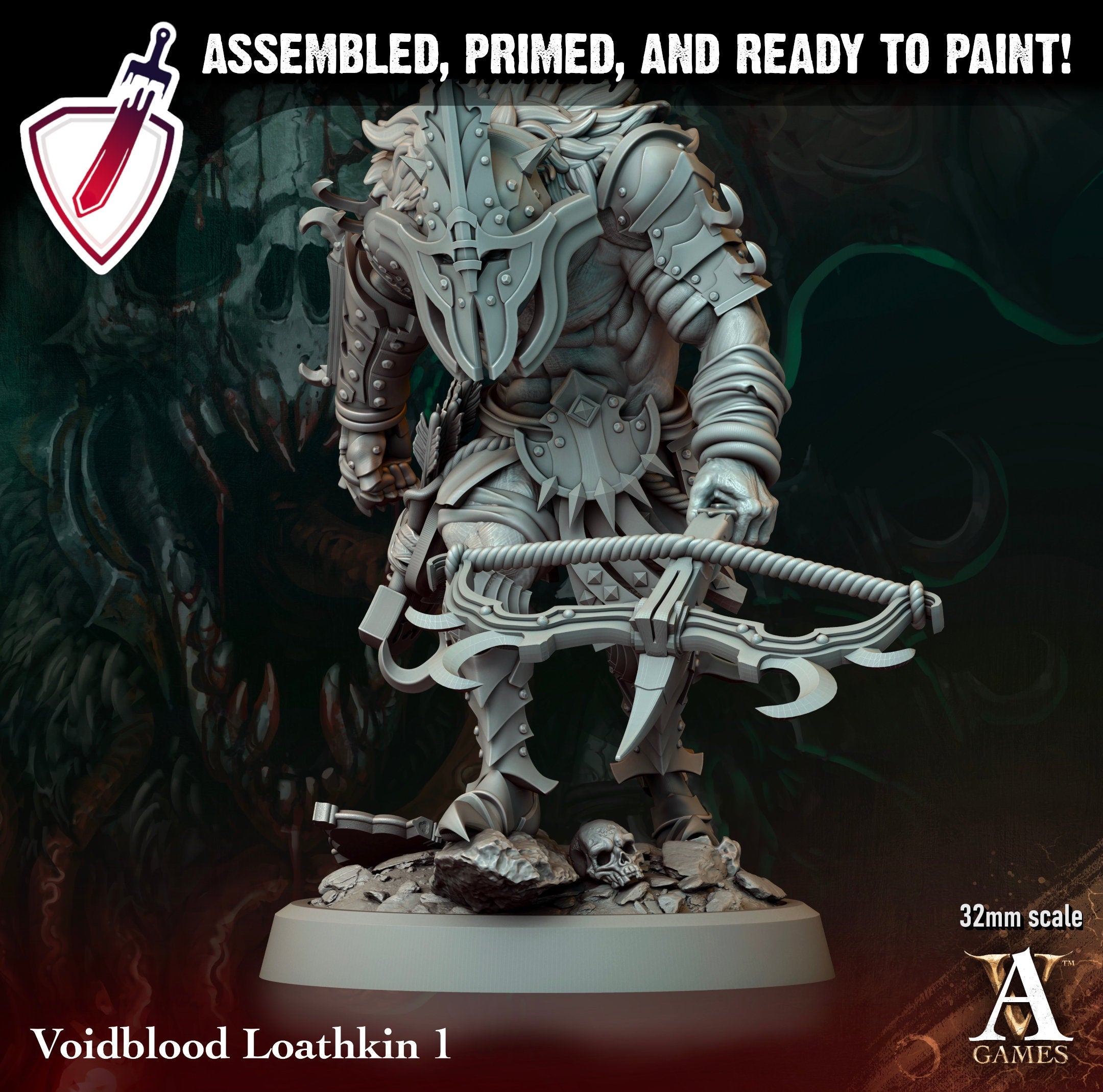 Voidblood Loathkin | Miniatures by Archvillain Games | Resin Mini for Tabletop Gaming, D&D, Pathfinder, and Painting | Assembled and Primed - Brush and Battle