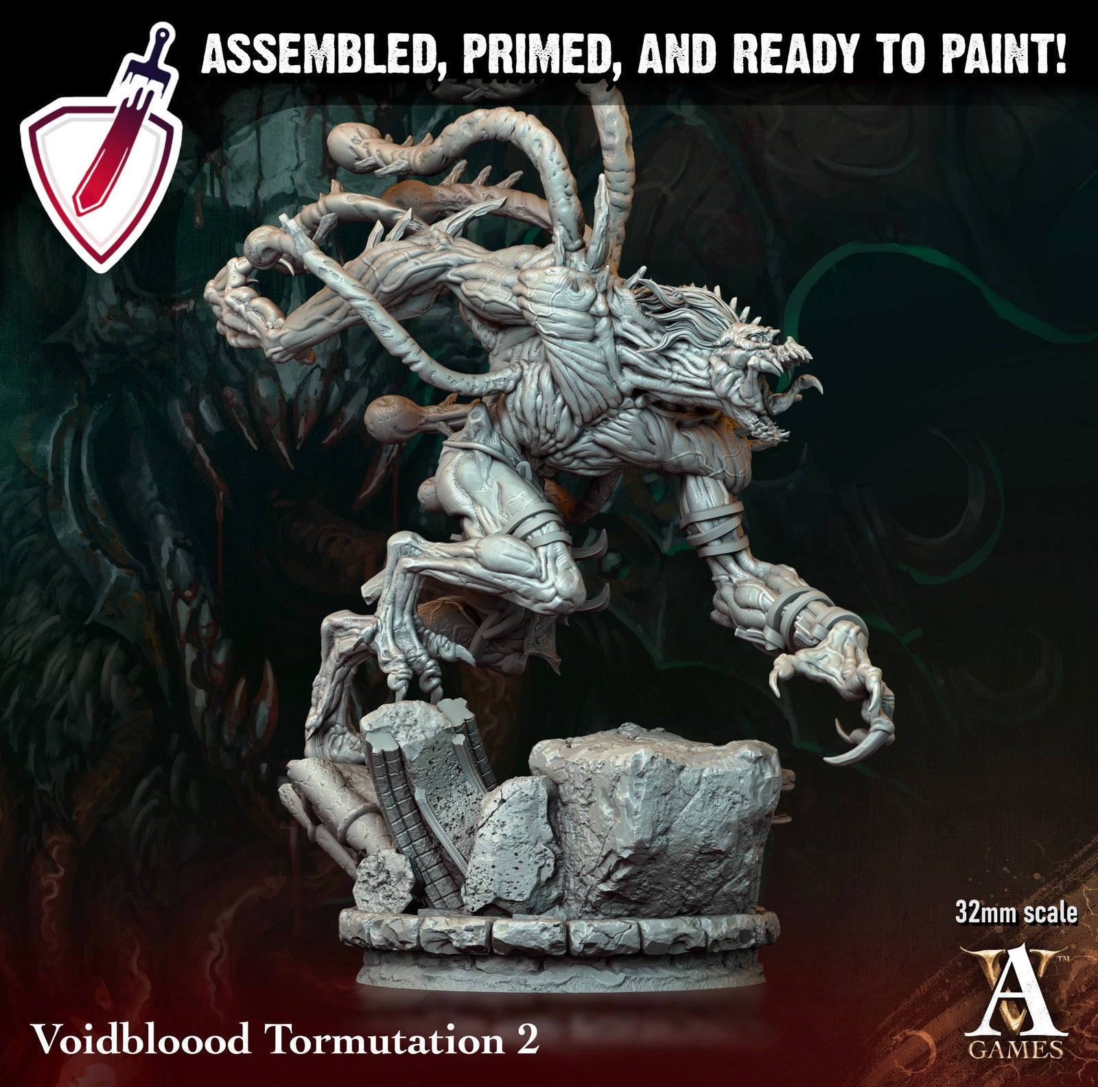 Voidbloood Tormutation | Miniatures by Archvillain Games | Resin Mini for Tabletop Gaming, D&D, Pathfinder, Painting | Assembled + Primed - Brush and Battle