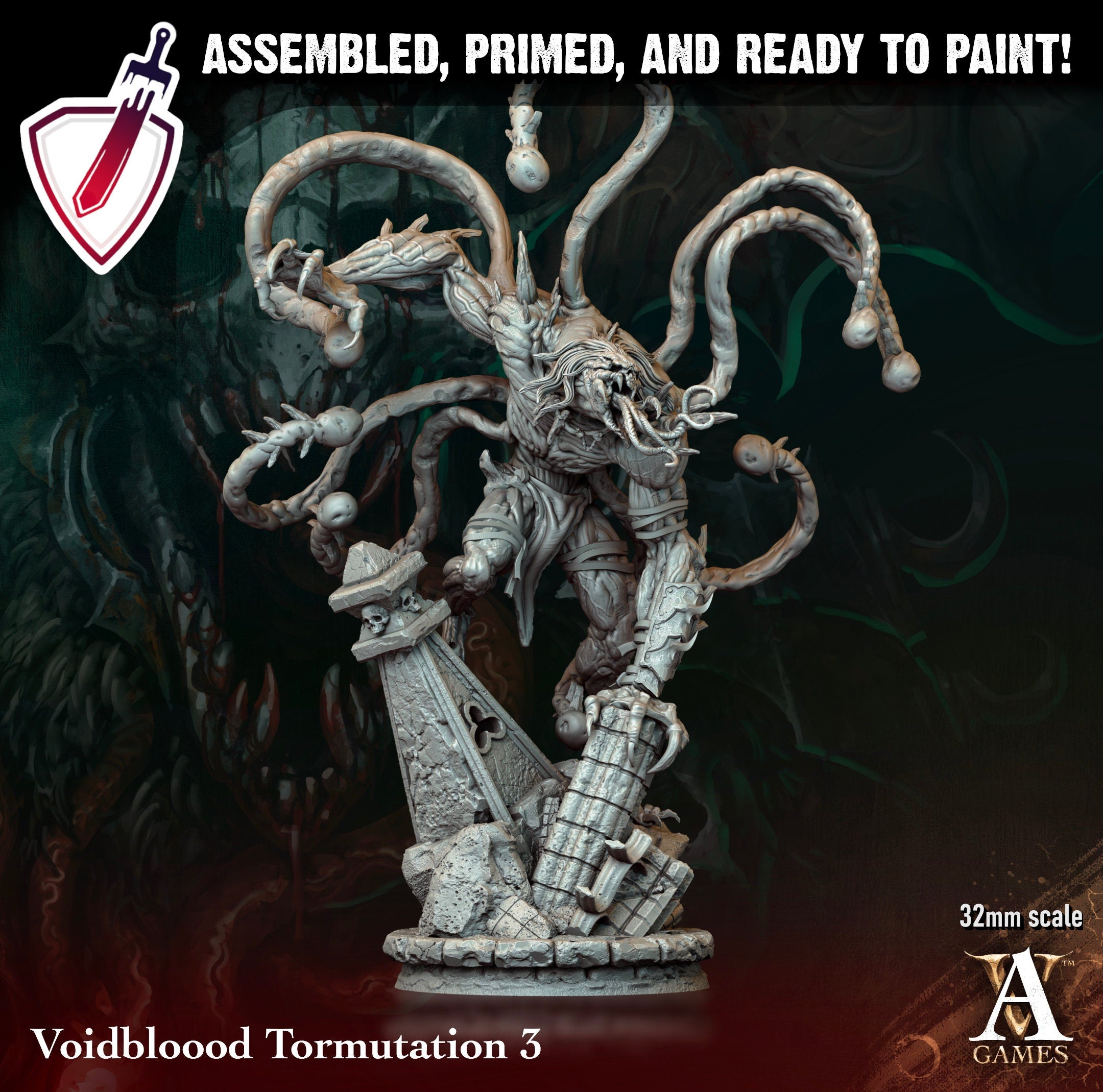 Voidbloood Tormutation | Miniatures by Archvillain Games | Resin Mini for Tabletop Gaming, D&D, Pathfinder, Painting | Assembled + Primed - Brush and Battle