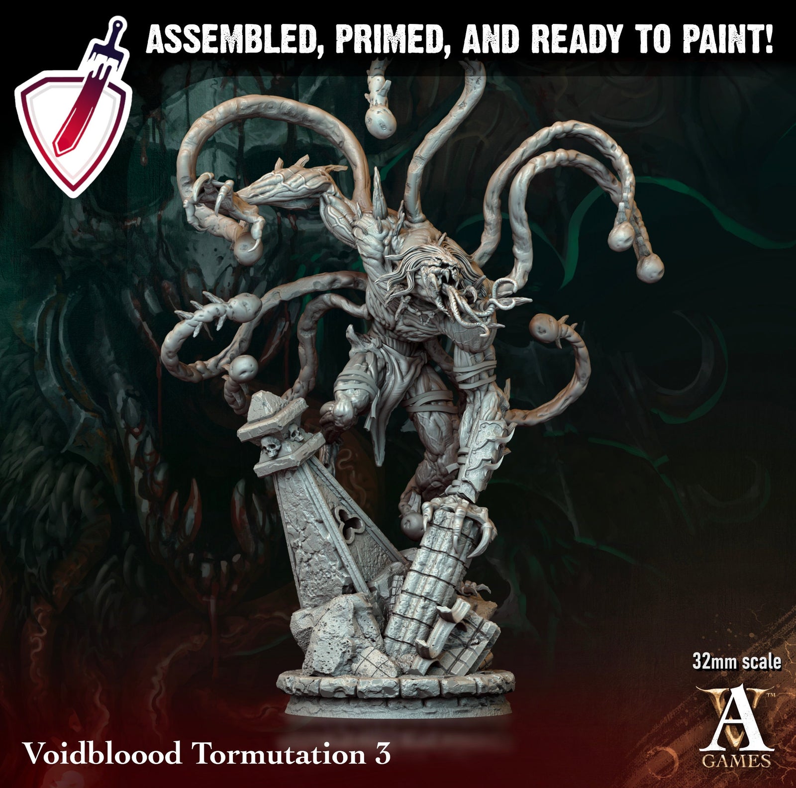 Voidbloood Tormutation | Miniatures by Archvillain Games | Resin Mini for Tabletop Gaming, D&D, Pathfinder, Painting | Assembled + Primed - Brush and Battle