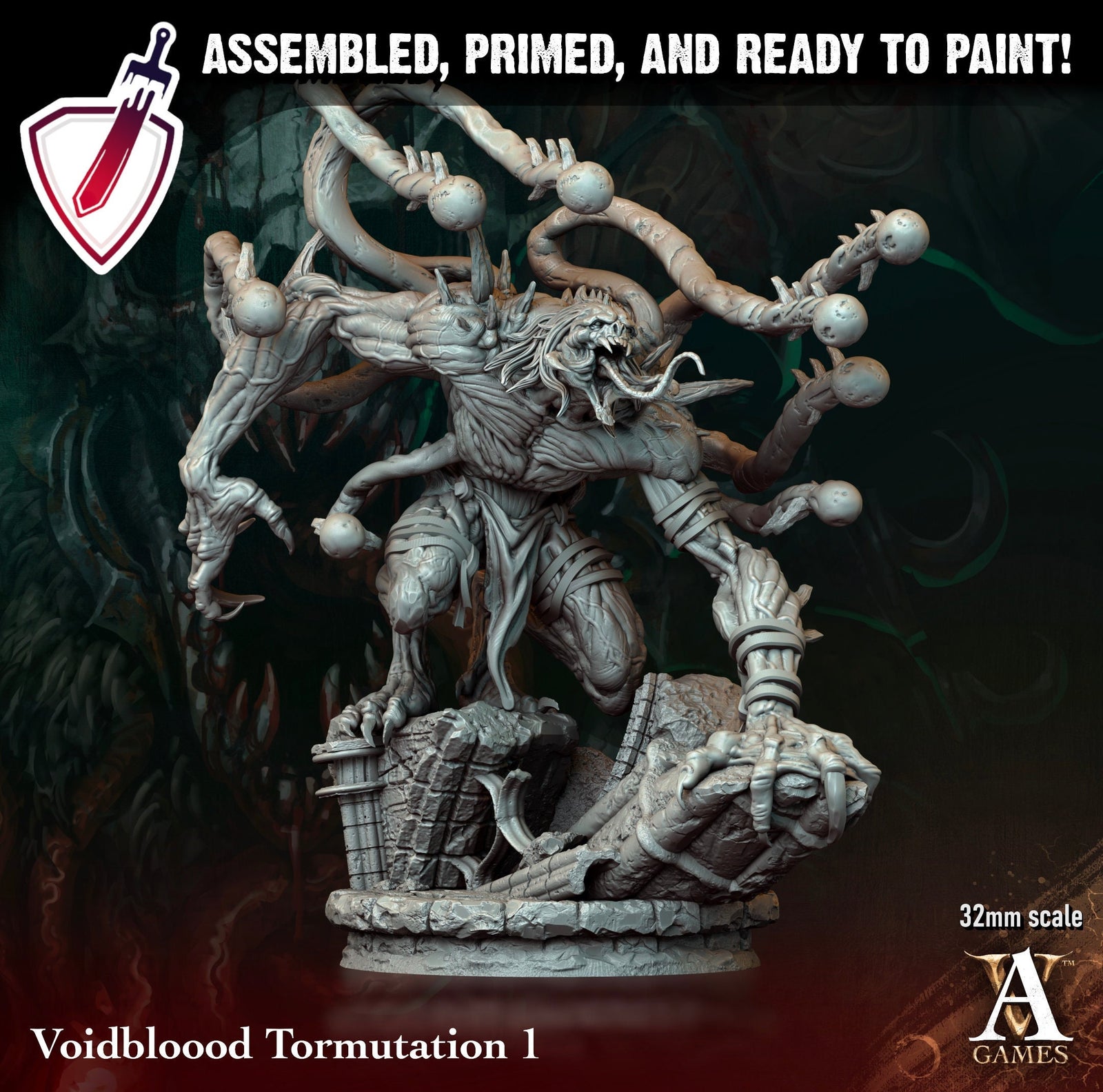 Voidbloood Tormutation | Miniatures by Archvillain Games | Resin Mini for Tabletop Gaming, D&D, Pathfinder, Painting | Assembled + Primed - Brush and Battle
