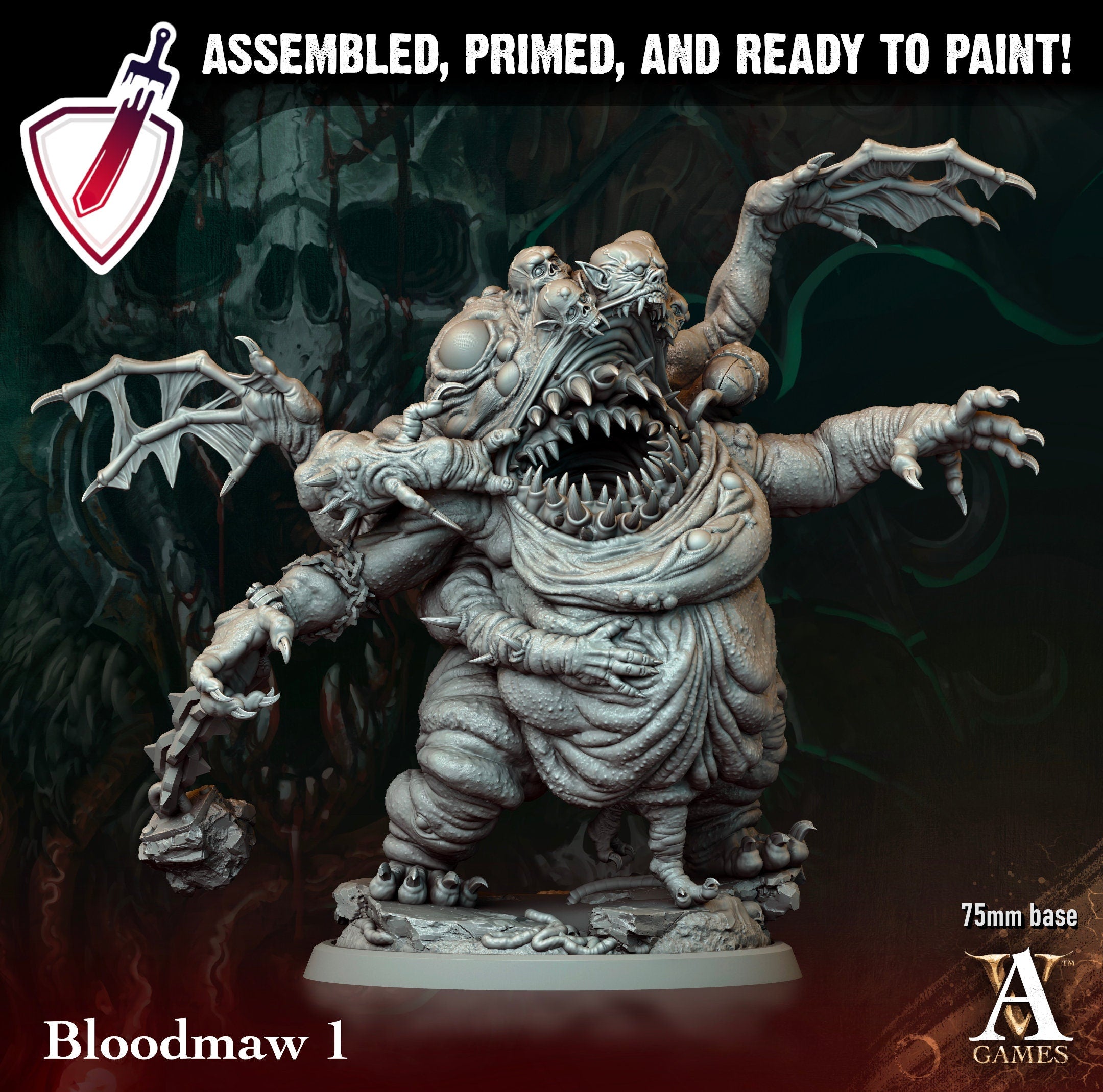 Bloodmaw | Miniatures by Archvillain Games | Resin Mini for Tabletop Gaming, D&D, Pathfinder, and Painting | Assembled and Primed - Brush and Battle