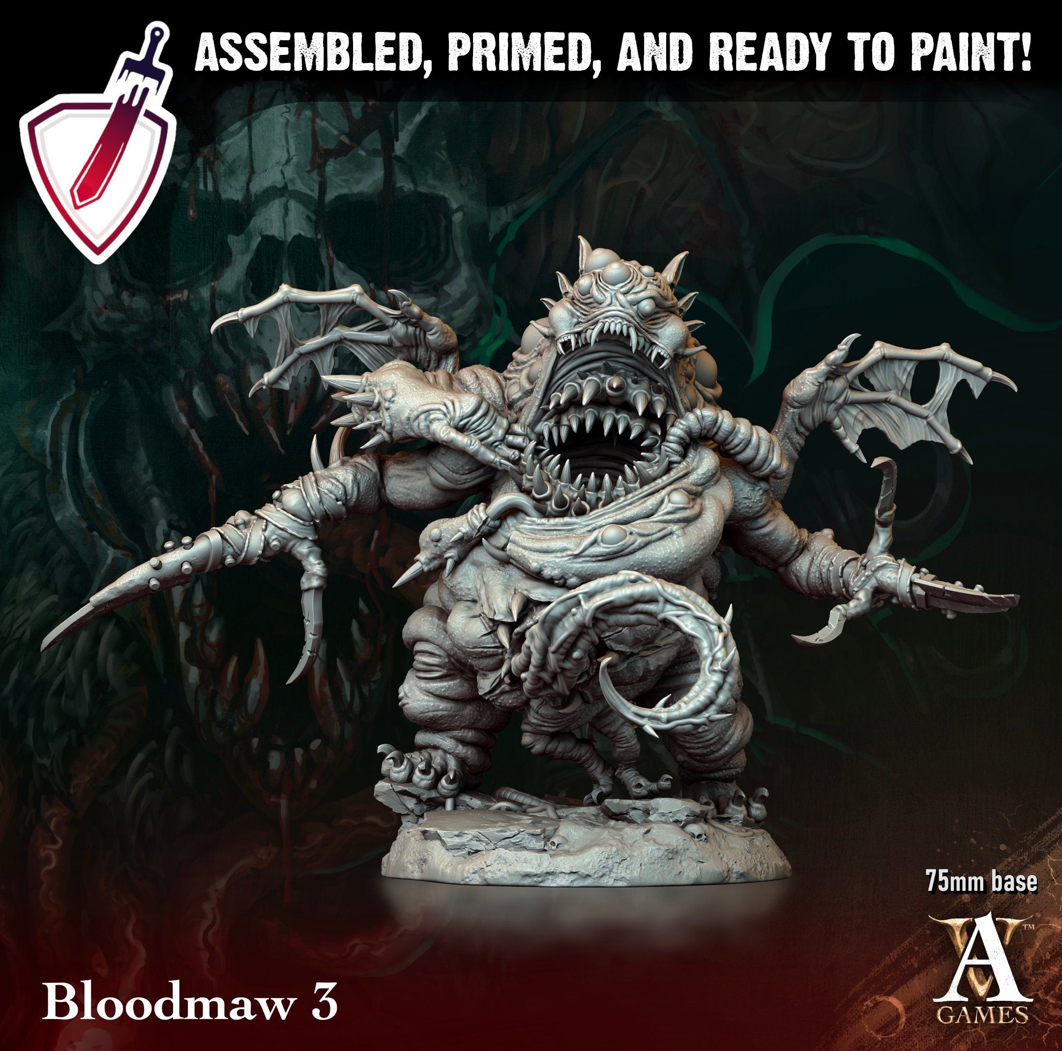 Bloodmaw | Miniatures by Archvillain Games | Resin Mini for Tabletop Gaming, D&D, Pathfinder, and Painting | Assembled and Primed - Brush and Battle