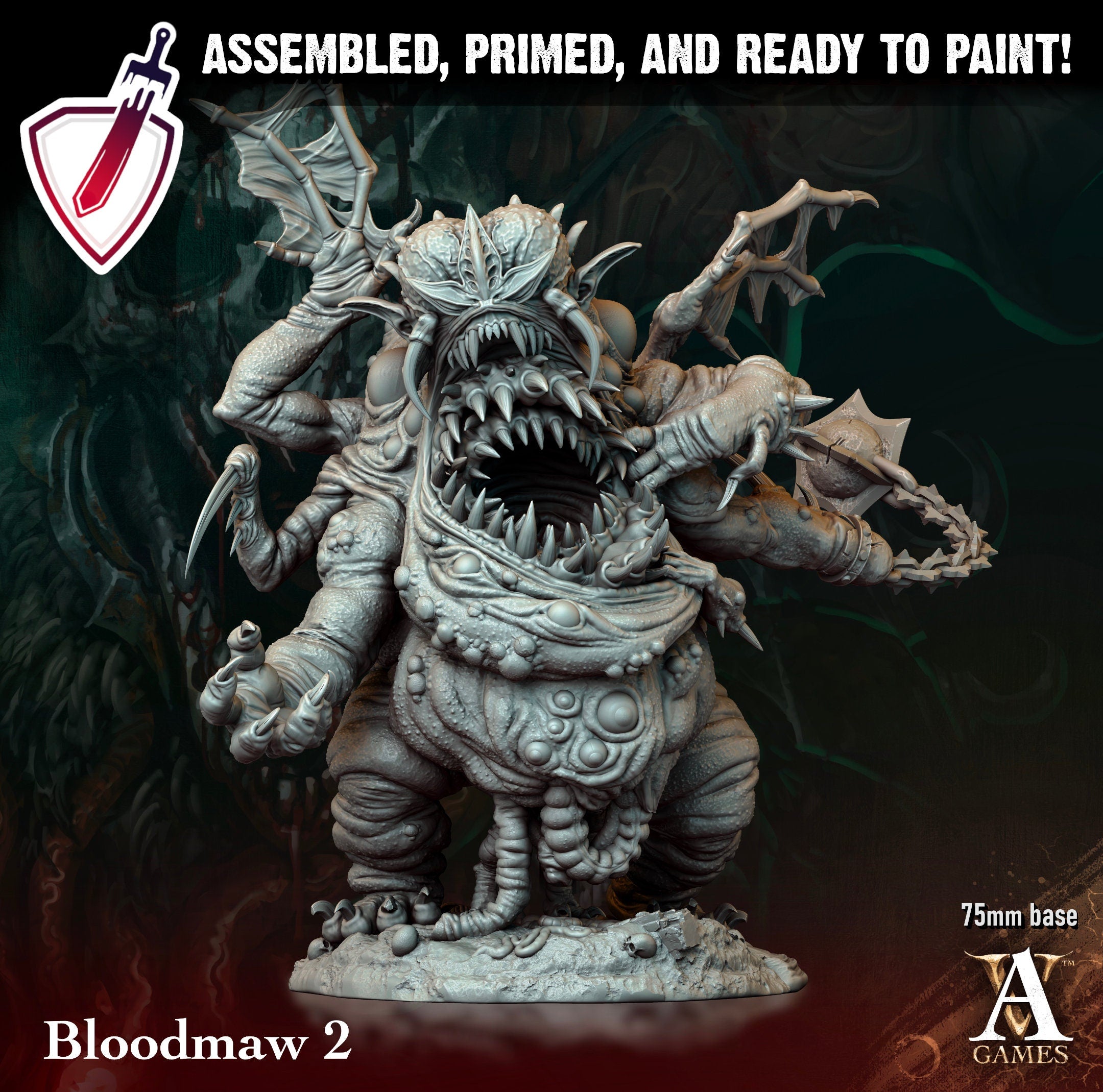 Bloodmaw | Miniatures by Archvillain Games | Resin Mini for Tabletop Gaming, D&D, Pathfinder, and Painting | Assembled and Primed - Brush and Battle