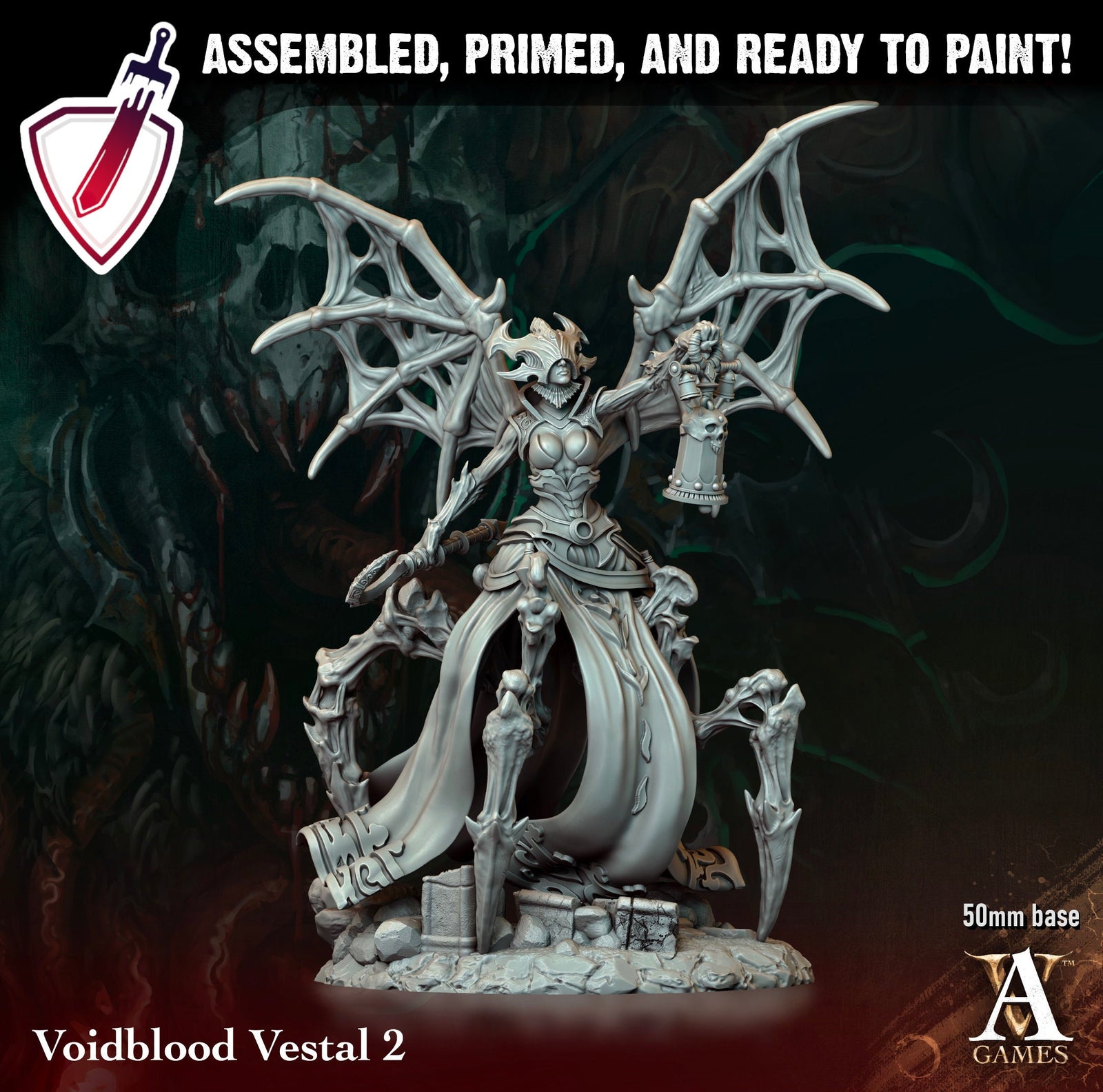 Voidblood Vestal | Miniatures by Archvillain Games | Resin Mini for Tabletop Gaming, D&D, Pathfinder, and Painting | Assembled and Primed - Brush and Battle
