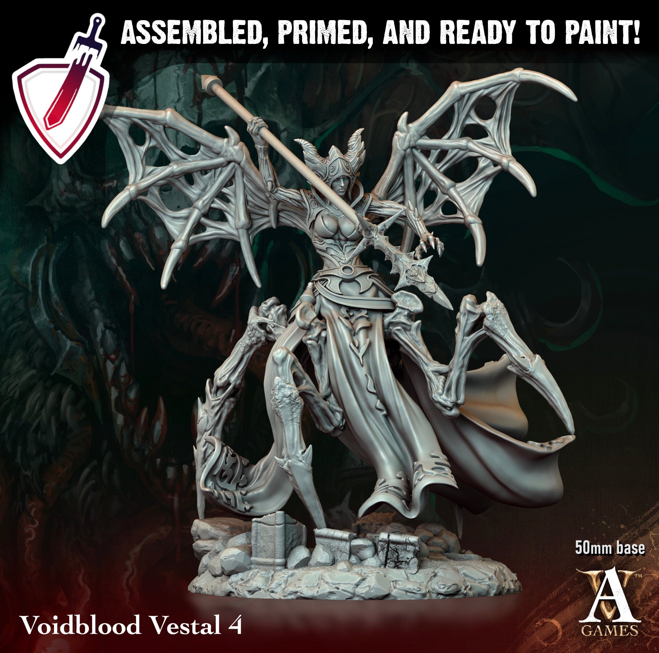 Voidblood Vestal | Miniatures by Archvillain Games | Resin Mini for Tabletop Gaming, D&D, Pathfinder, and Painting | Assembled and Primed - Brush and Battle