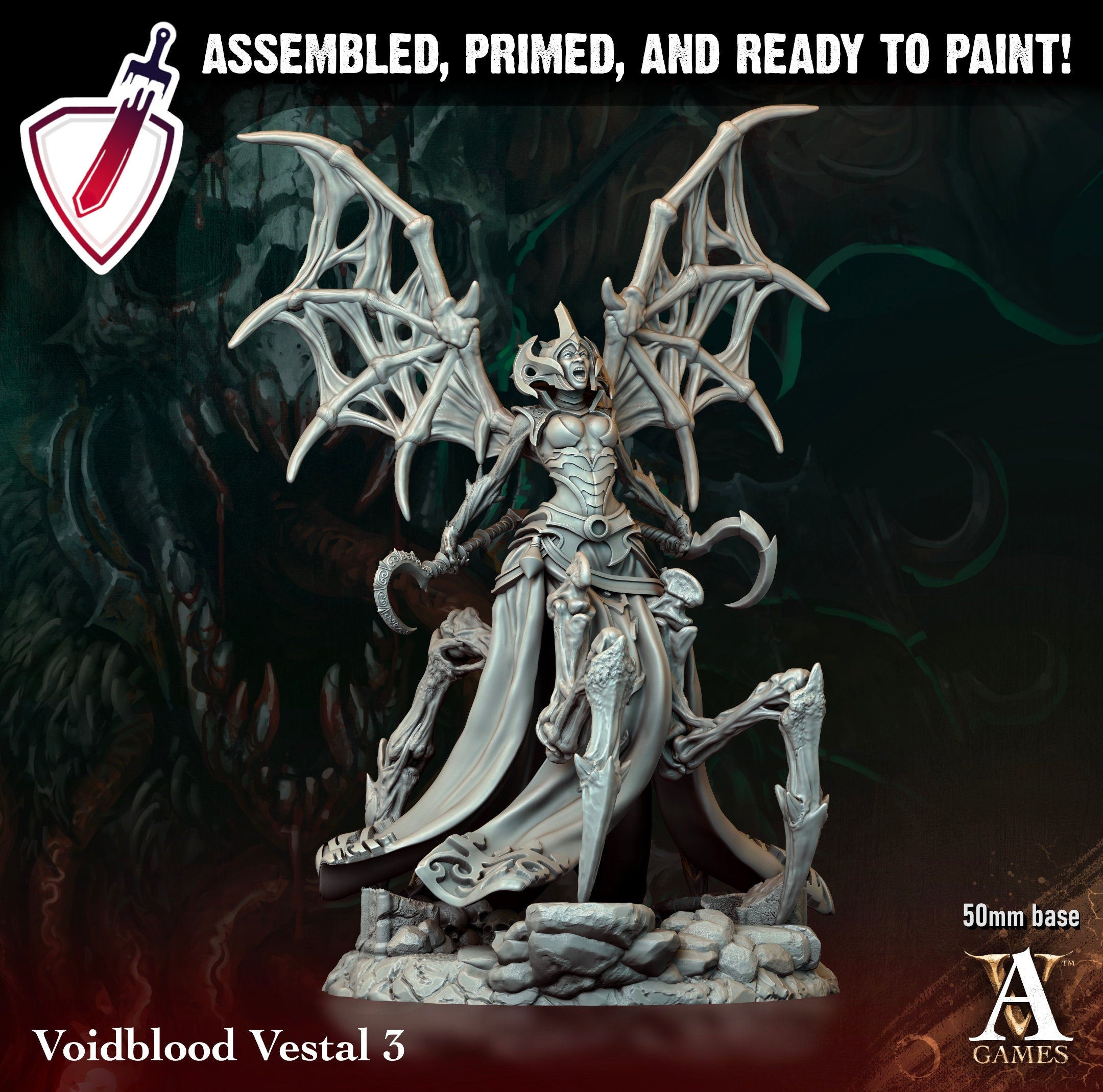 Voidblood Vestal | Miniatures by Archvillain Games | Resin Mini for Tabletop Gaming, D&D, Pathfinder, and Painting | Assembled and Primed - Brush and Battle