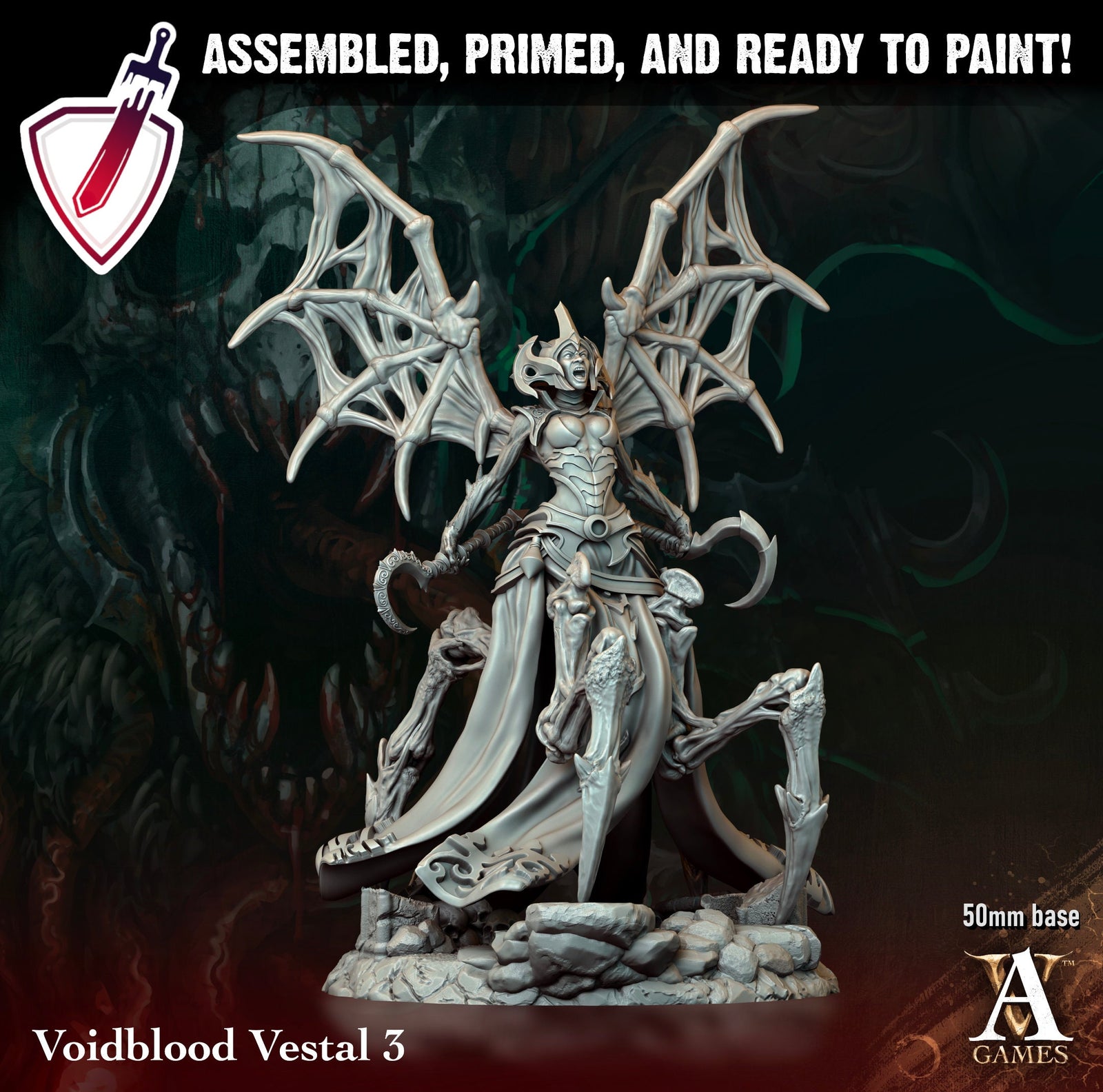 Voidblood Vestal | Miniatures by Archvillain Games | Resin Mini for Tabletop Gaming, D&D, Pathfinder, and Painting | Assembled and Primed - Brush and Battle