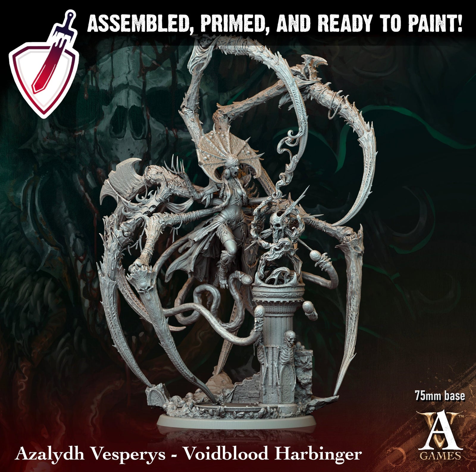Azalydh Vesperys | (Massive) Miniature by Archvillain Games | For Tabletop Gaming, D&D, Pathfinder, Wargames, Painting | Assembled + Primed - Brush and Battle