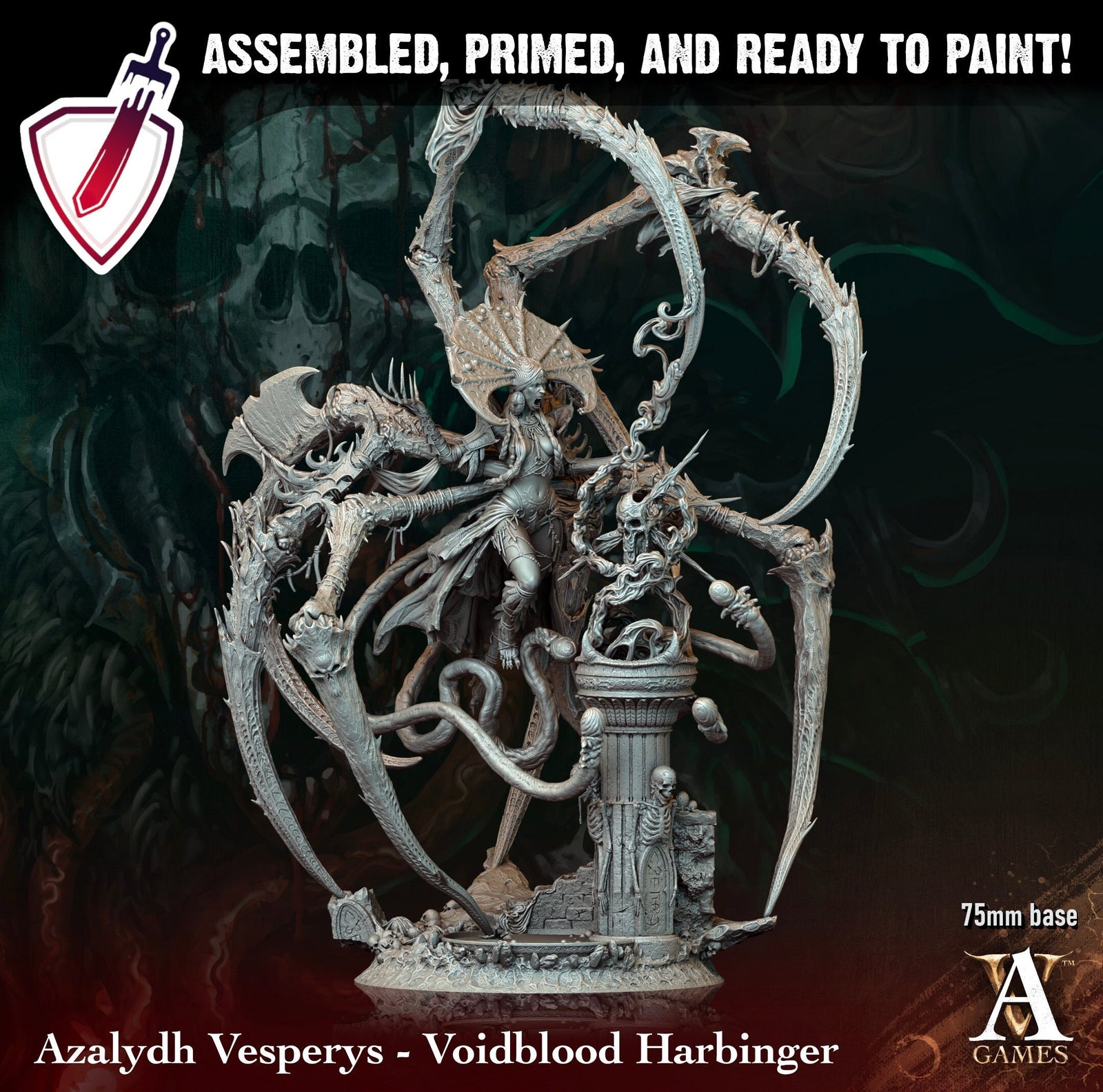 Azalydh Vesperys | (Massive) Miniature by Archvillain Games | For Tabletop Gaming, D&D, Pathfinder, Wargames, Painting | Assembled + Primed - Brush and Battle