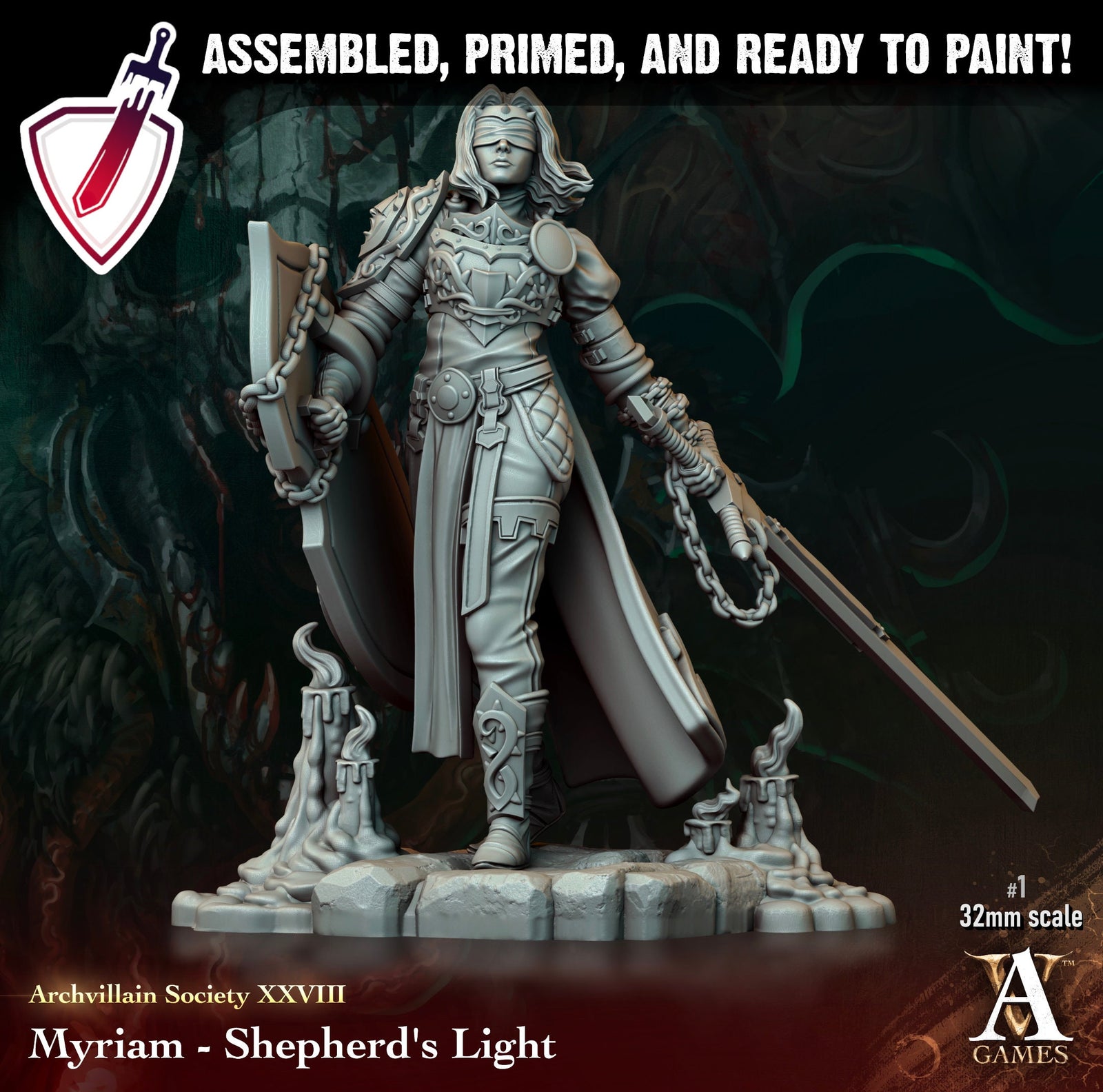 Heroes Vol. XXVIII | Miniatures by Archvillain Games | Resin mini for tabletop gaming, D&D, Pathfinder, painting | Assembled and Primed - Brush and Battle