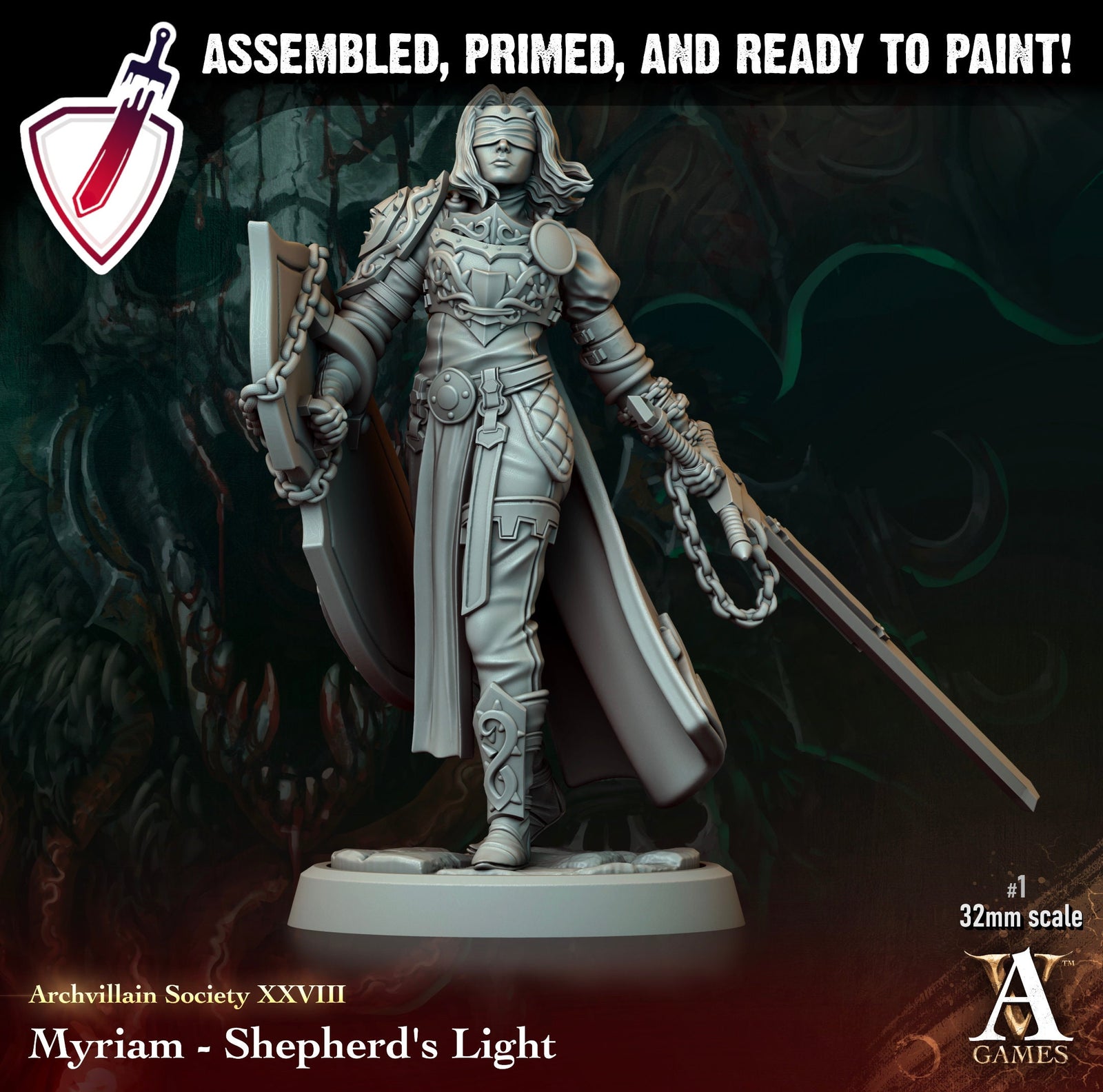 Heroes Vol. XXVIII | Miniatures by Archvillain Games | Resin mini for tabletop gaming, D&D, Pathfinder, painting | Assembled and Primed - Brush and Battle