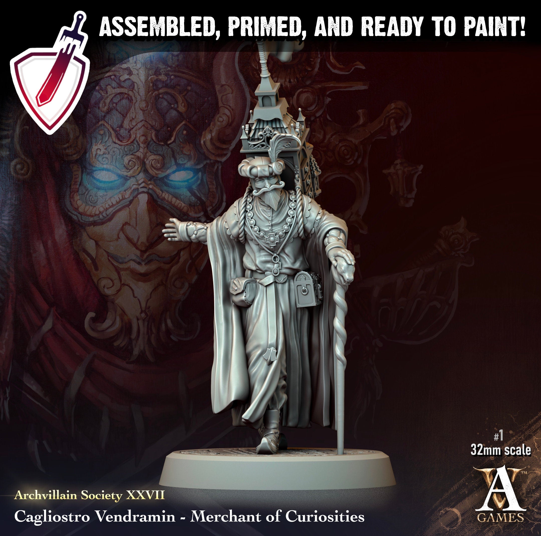 Heroes Vol. XXVII | Miniatures by Archvillain Games | Resin mini for tabletop gaming, D&D, Pathfinder, painting | Assembled and Primed - Brush and Battle