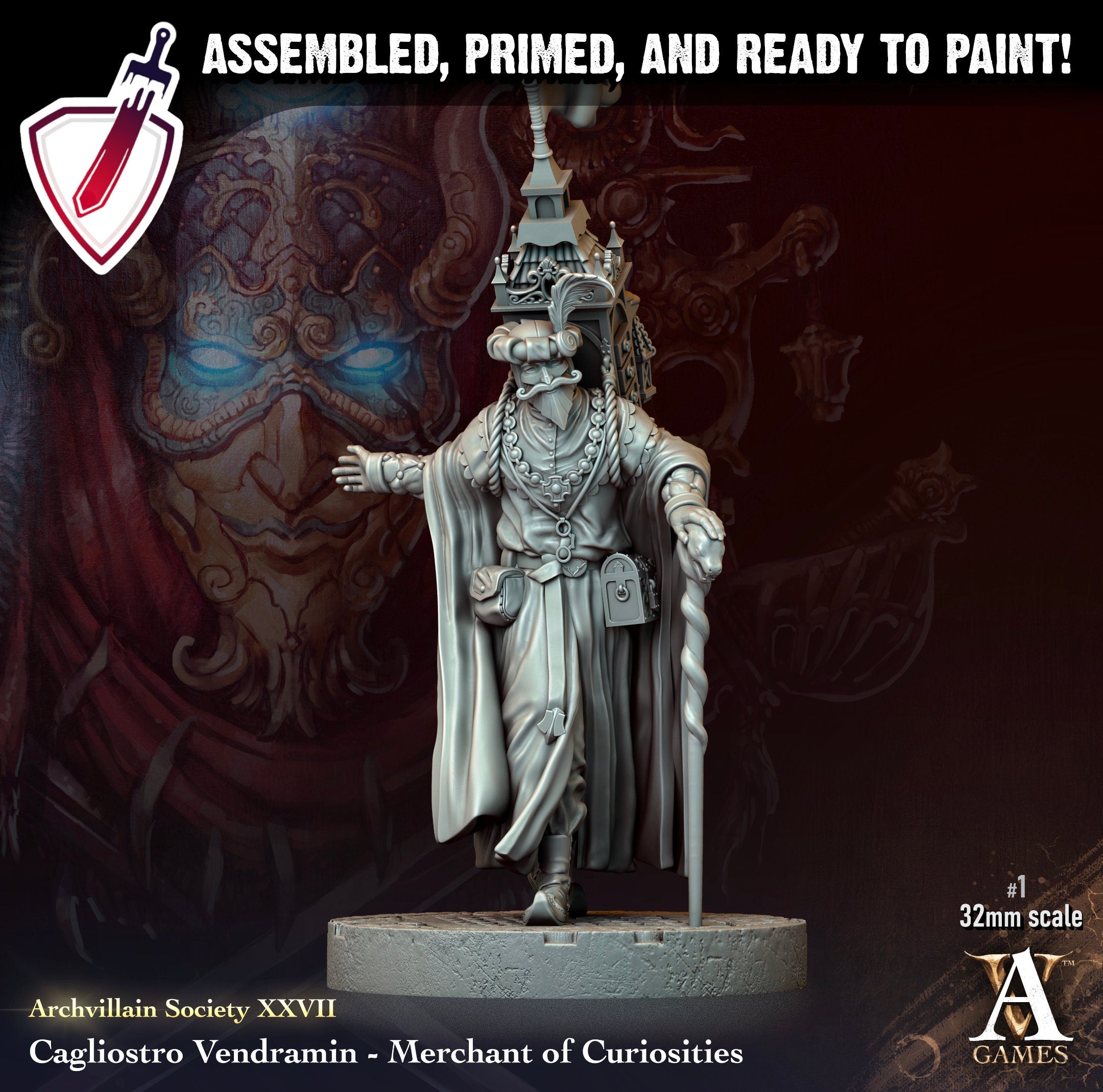 Heroes Vol. XXVII | Miniatures by Archvillain Games | Resin mini for tabletop gaming, D&D, Pathfinder, painting | Assembled and Primed - Brush and Battle