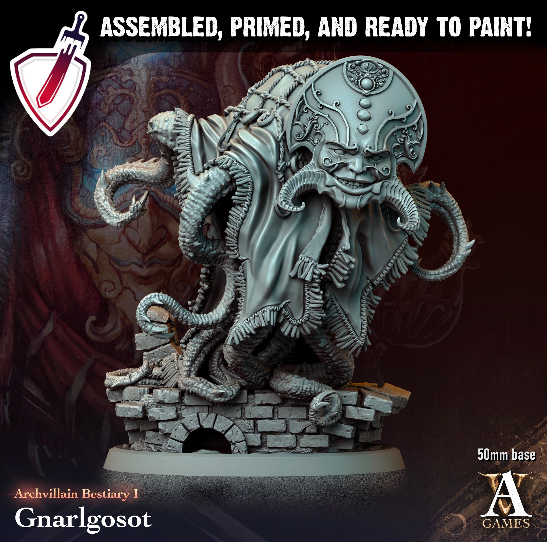 Gnarlgosot | Miniature by Archvillain Games | Resin Mini for Tabletop Gaming, D&D, Pathfinder, and Painting | Assembled and Primed - Brush and Battle