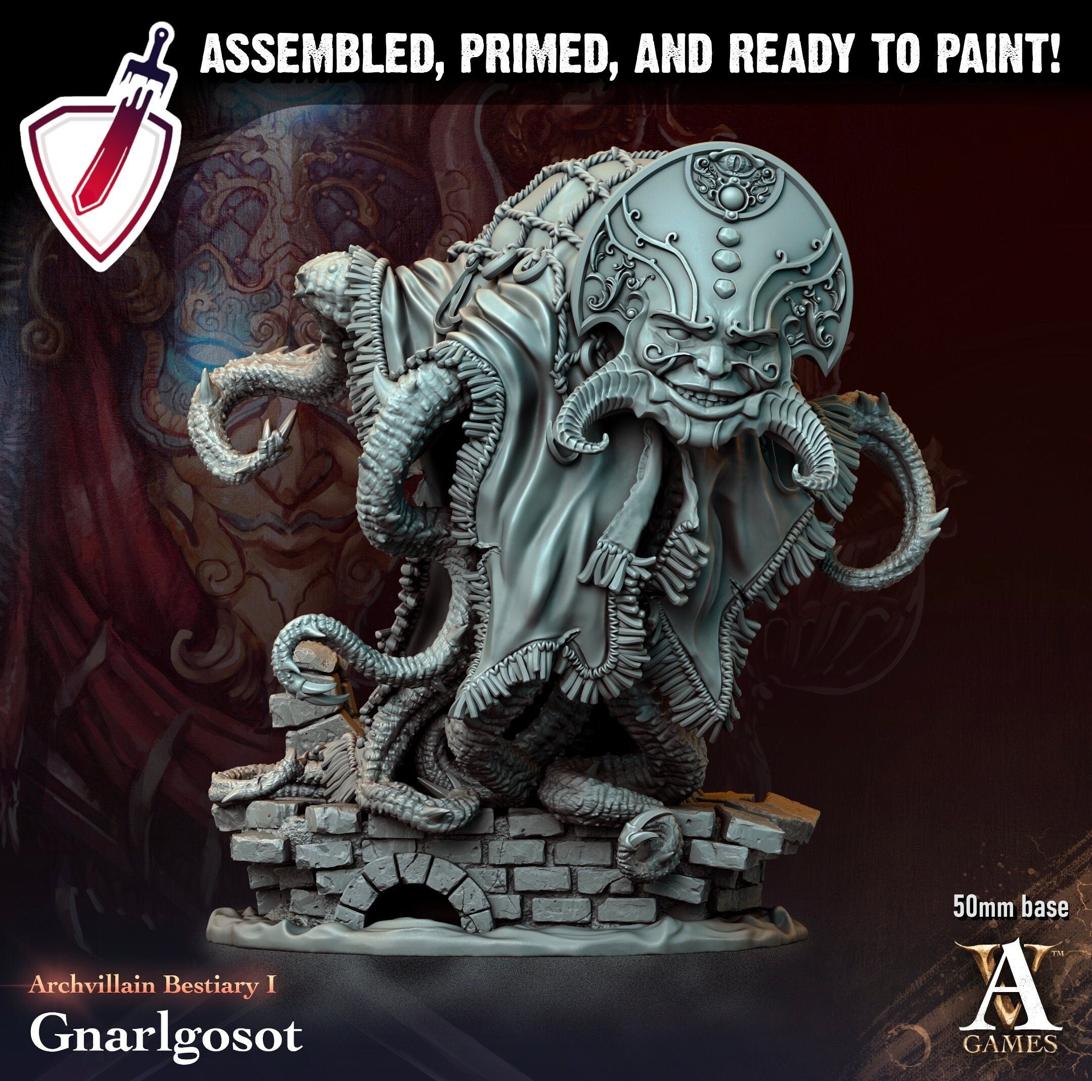 Gnarlgosot | Miniature by Archvillain Games | Resin Mini for Tabletop Gaming, D&D, Pathfinder, and Painting | Assembled and Primed - Brush and Battle