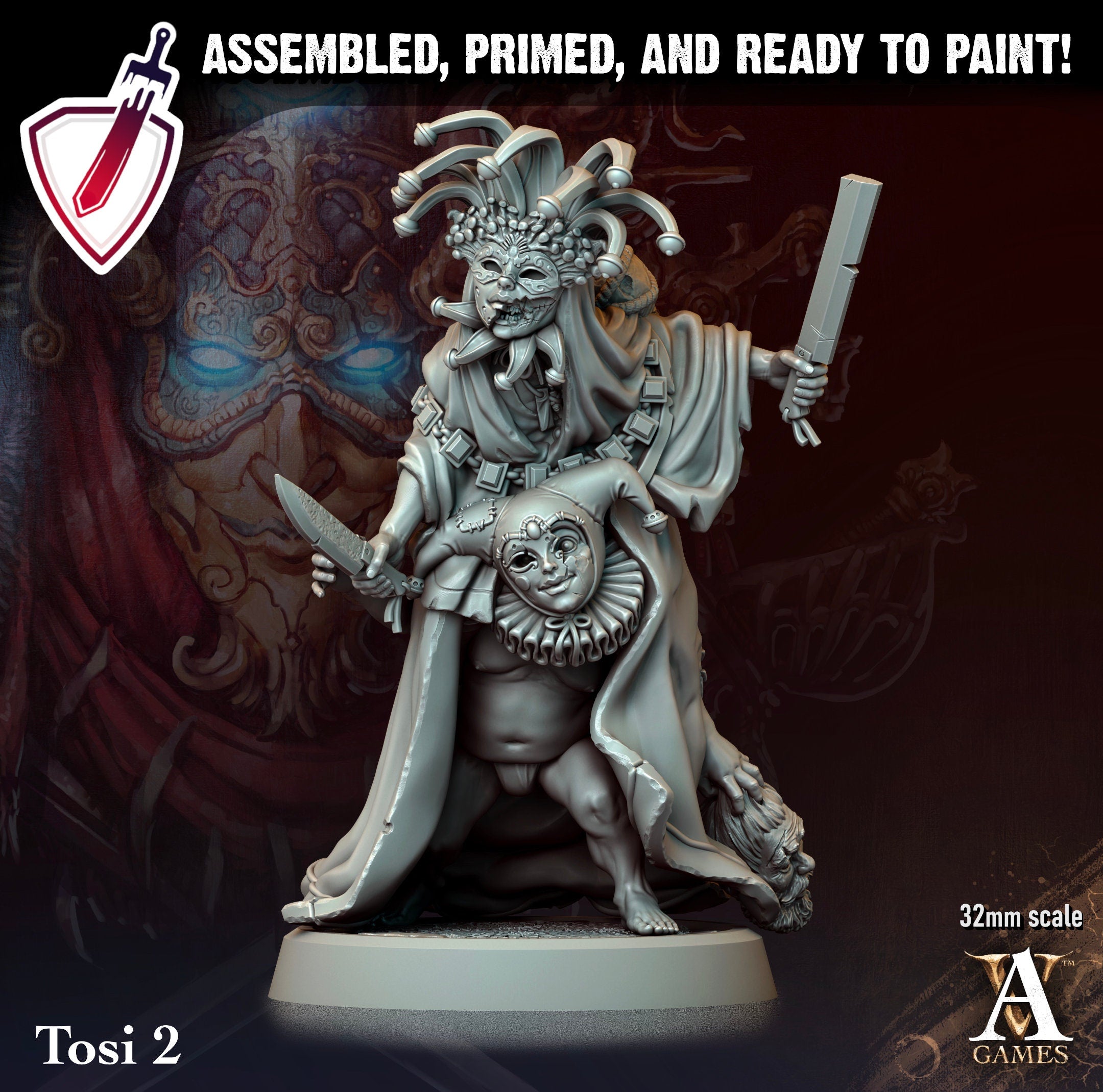 Tosi | Miniatures by Archvillain Games | Resin Mini for Tabletop Gaming, D&D, Pathfinder, and Painting | Assembled and Primed - Brush and Battle